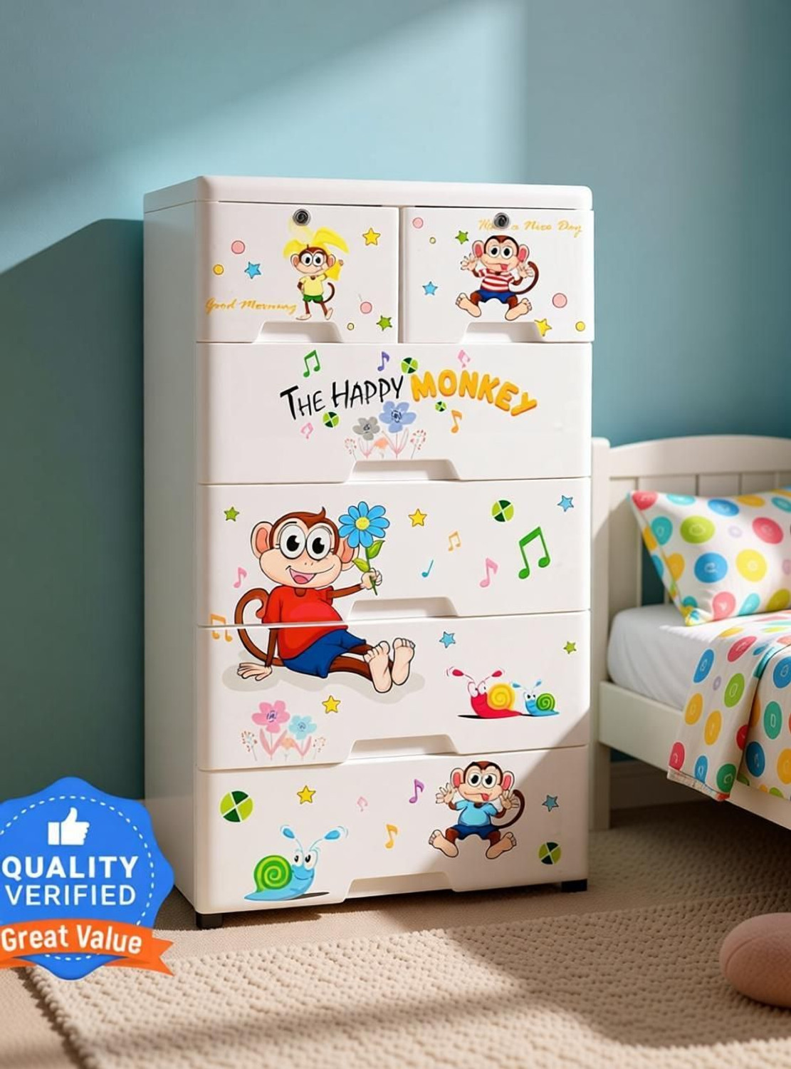 Image of ASHLAS Chest Of Drawers : Versatile Drawer SOrganizer & Organisers Storage Box PP Collapsible Wardrobe