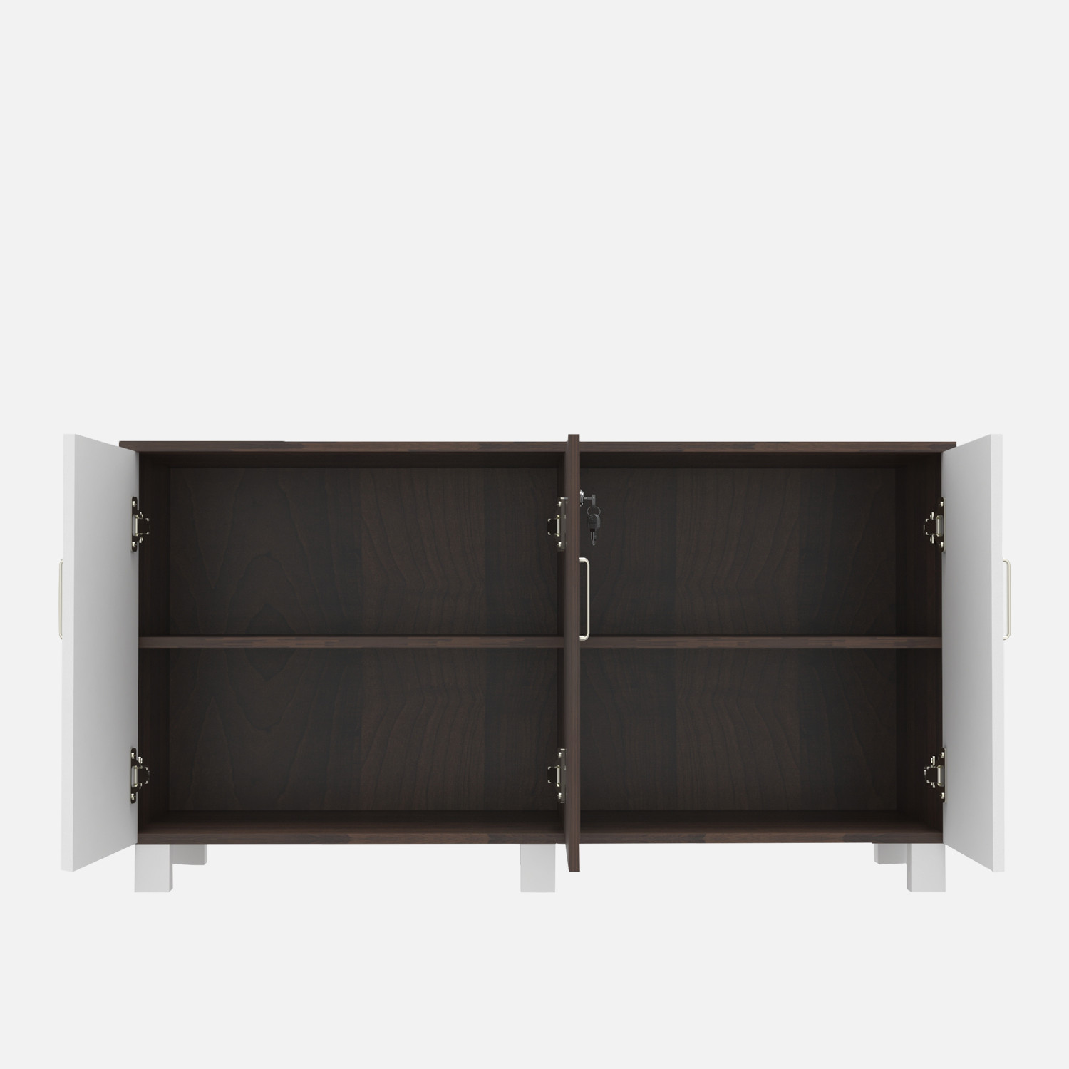 Image of Qwqbuy 3 Door Multipurpose Cabinet Booksardrobe for Home Kitchen Office Engineered Wood Free Standing Cabinet