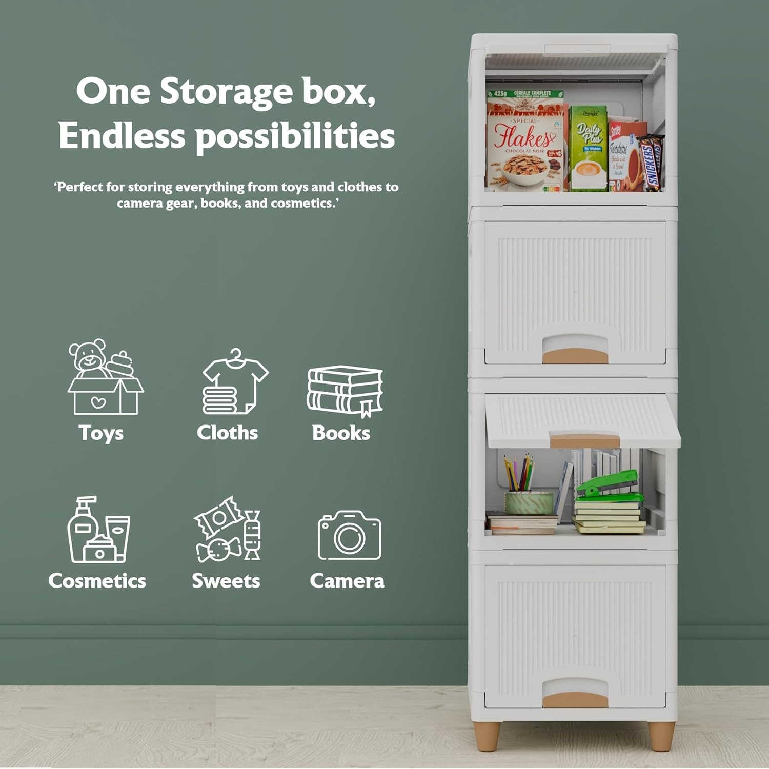 Image of MECHON 6 Layer Foldable Cabinet Plastic Cupboard For Storage Plastic Modular Drawer Plastic Free Standing Cabinet
