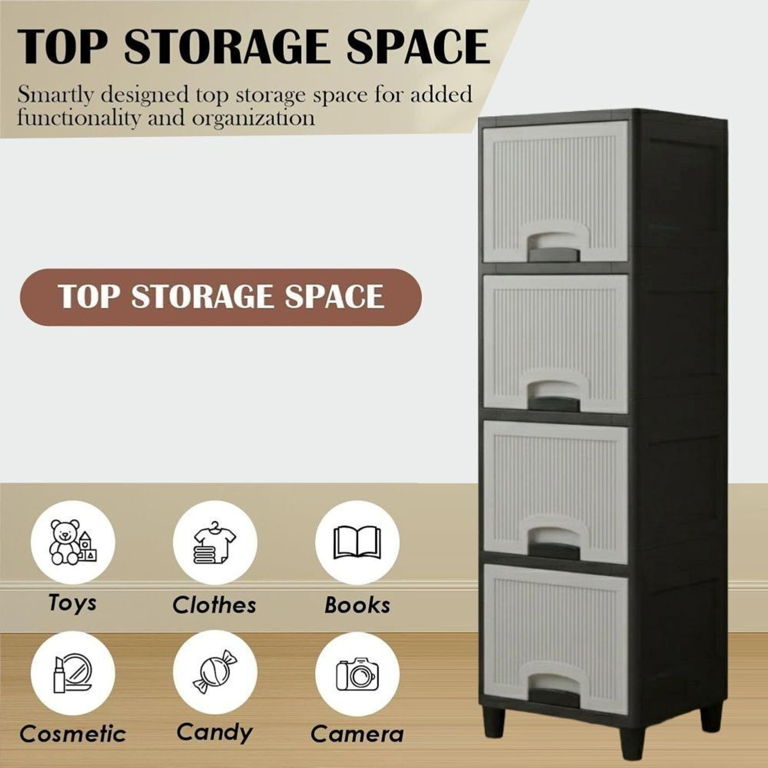 Image of MAXTID Free Standing Multi Drawer Desk Organizer for Daily Use Plastic Free Standing Cabinet