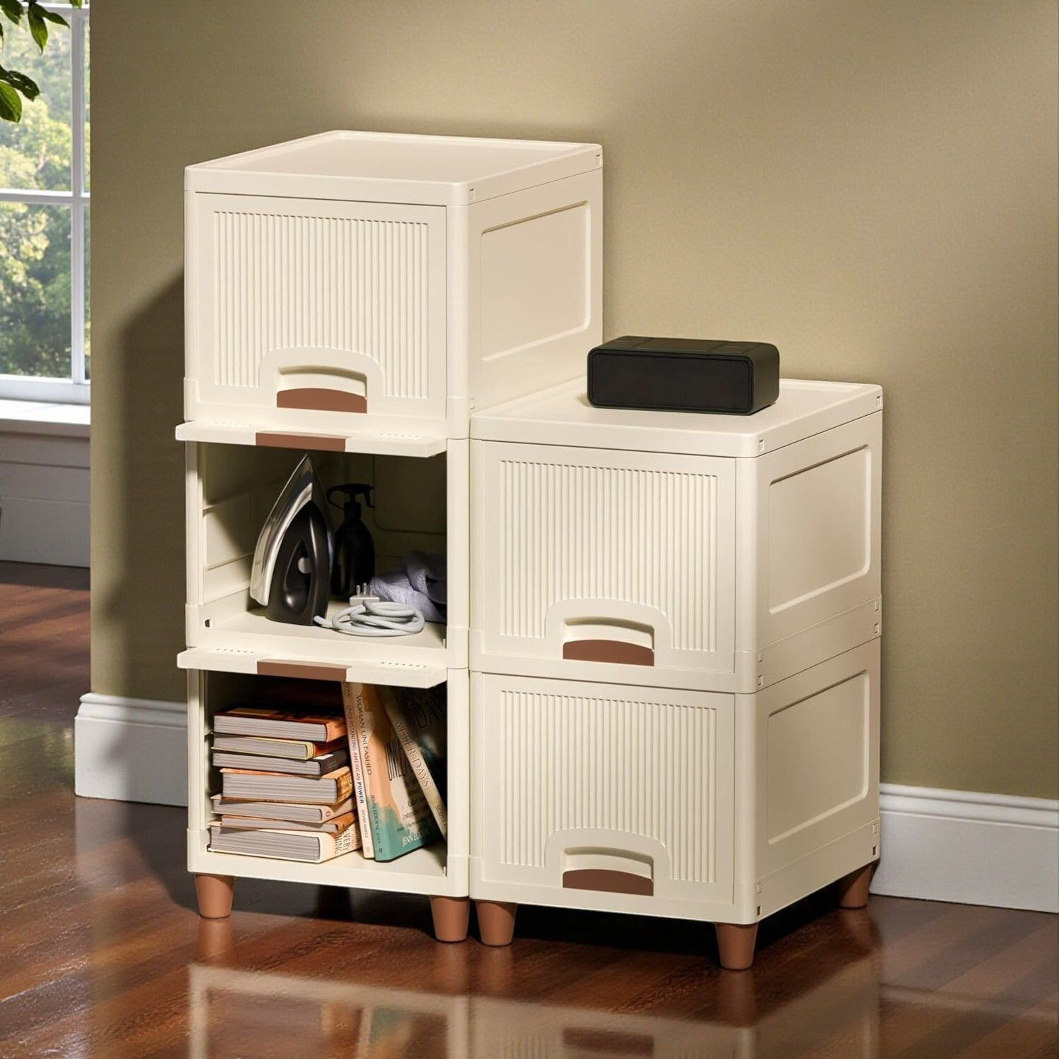 Image of Flipkart SmartBuy 5-tire Plastic Storage Cabinet with Drawers | Multi Layer Organizer for Home Plastic Free Standing Cabinet