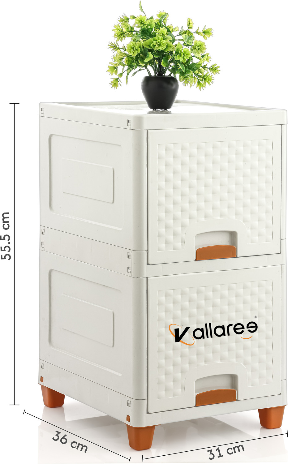 Image of Vallaree 2 Doors Multi-Purpose Organizer Modular Storage Plastic Free Standing Chest of Drawers