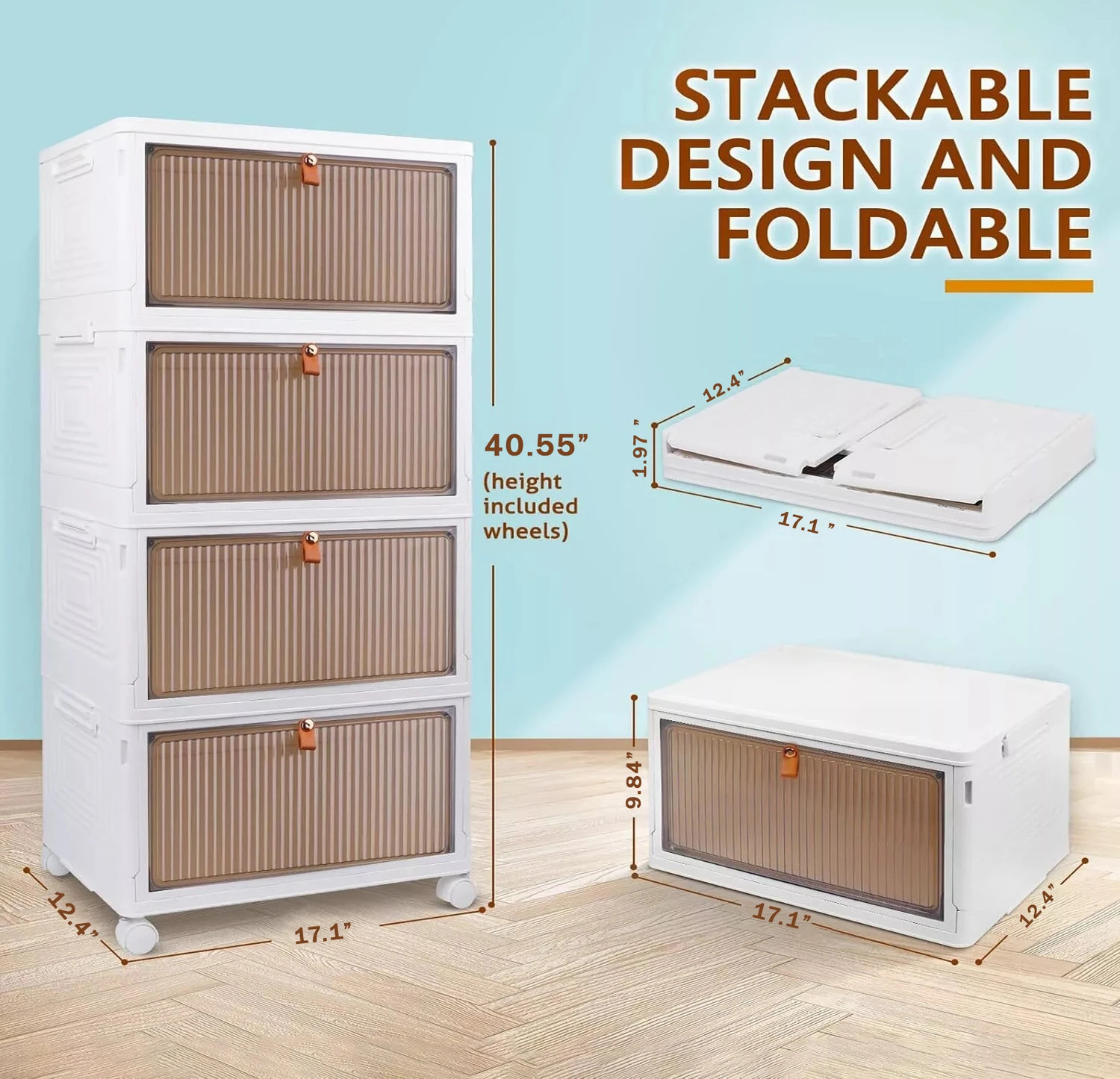 Image of SNKR ESSENTIALS 4 Layer Foldable Cabinet Plastic Cupboard For Storage Plastic Modular Drawer Plastic Free Standing Cabinet