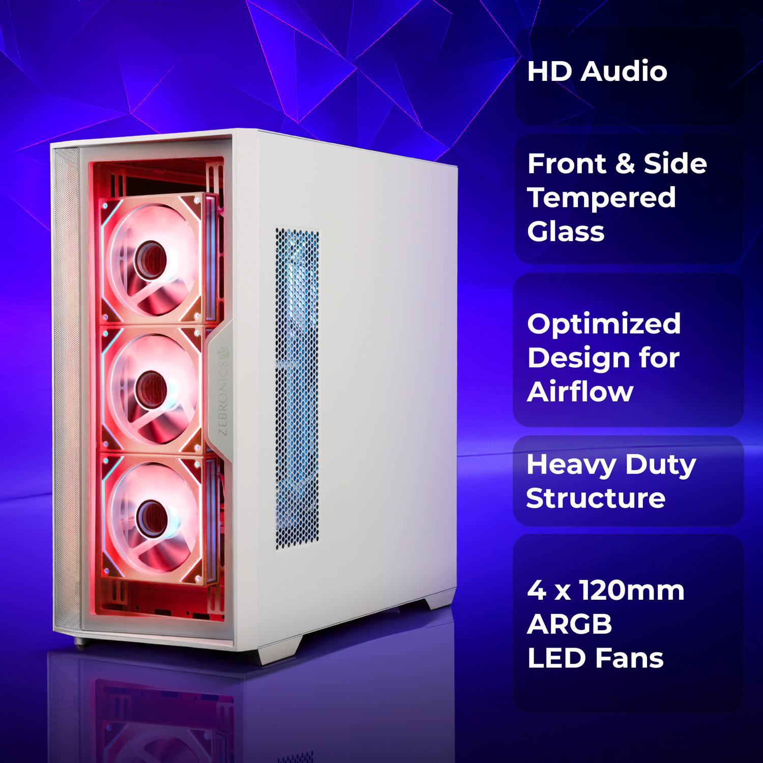 Image of ZEBRONICS Zeb-Nebula G Mid Tower Cabinet with USB 2.0 and USB 3.0 Ports Compatible with Gaming Console