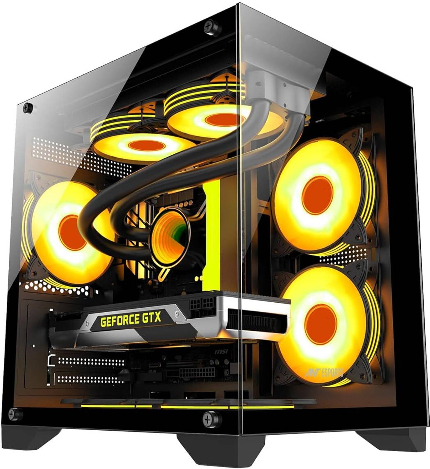 Ant Esports Crystal Z2 Mid-Tower Micro ATX Gaming Cabinet with Pre-Installed 3 Fans Gaming Cabinet with USB 2.0 and USB 3.0 Ports Compatible with Gaming Console