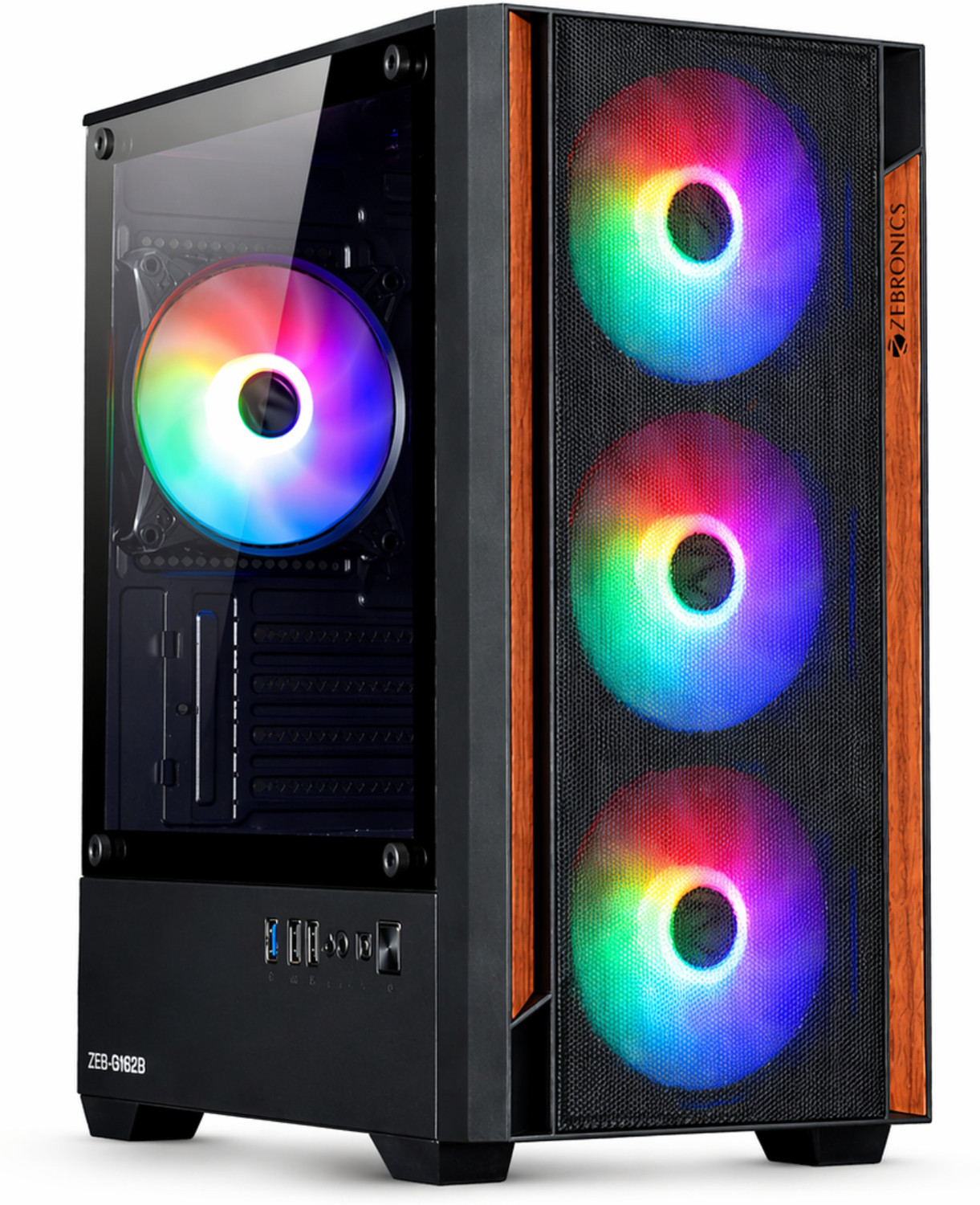 Image of ZEBRONICS CORA Mid tower Cabinet with USB 2.0 and USB 3.0 Ports Compatible with Gaming Console