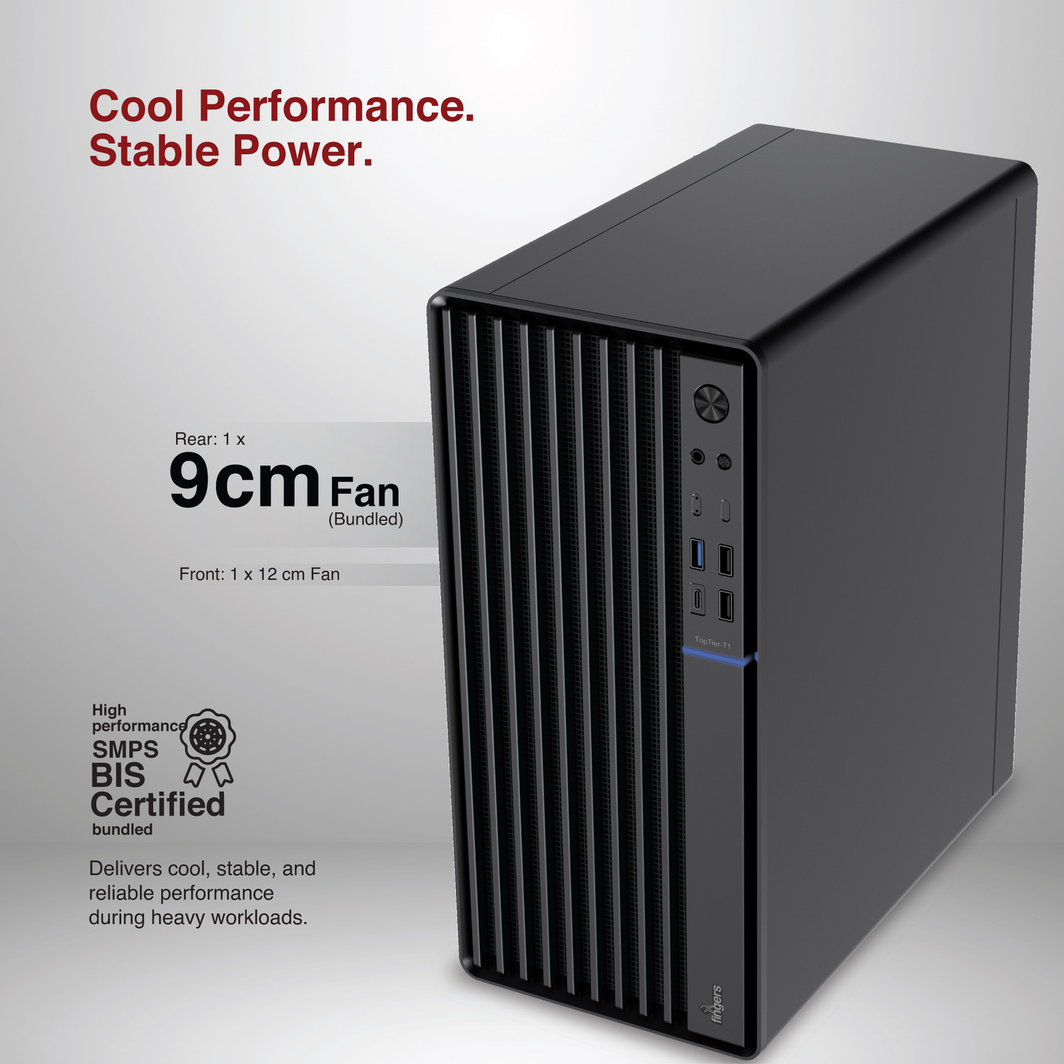 Image of FINGERS TopTier-T1 Micro ATX Cabinet with USB 2.0 and USB 3.0 Ports Compatible with Computer