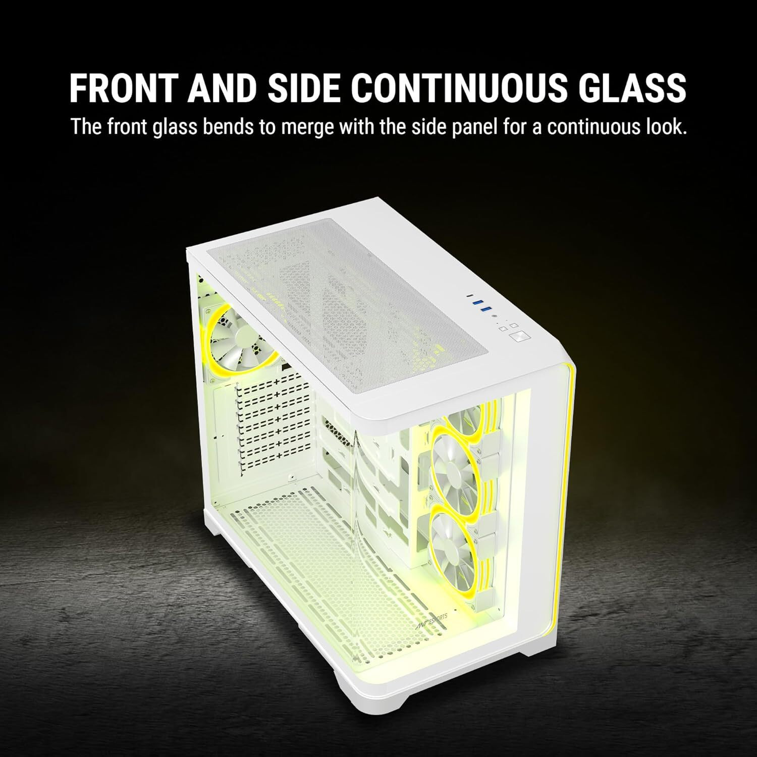 Image of Ant Esports Crystal ARC White Mid Tower Cabinet with USB 2.0 and USB 3.0 Ports Compatible with Computer