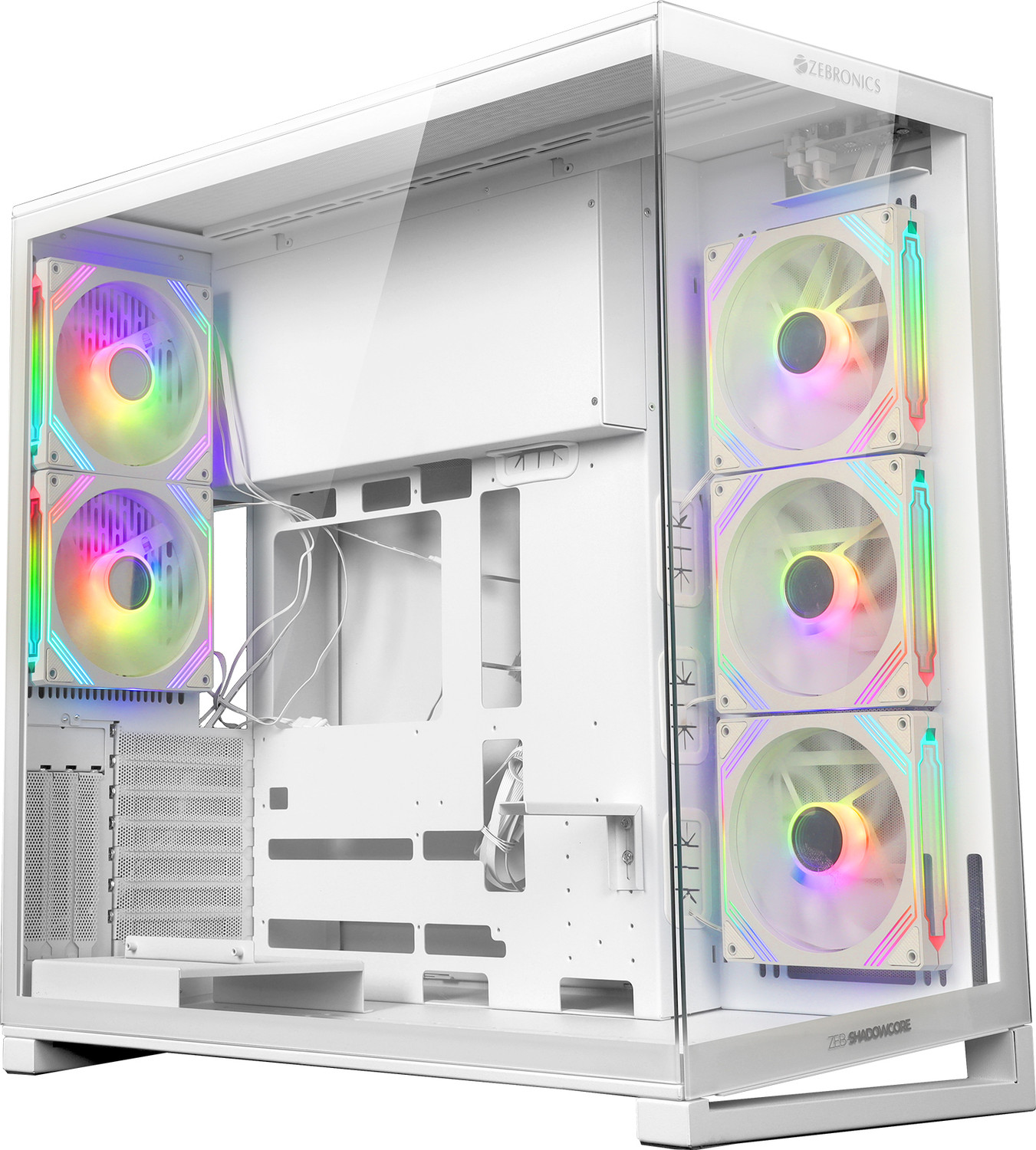 Image of ZEBRONICS Zeb-Shadowcore (White) Full Tower Cabinet with USB 2.0 and USB 3.0 Ports Compatible with Gaming Console