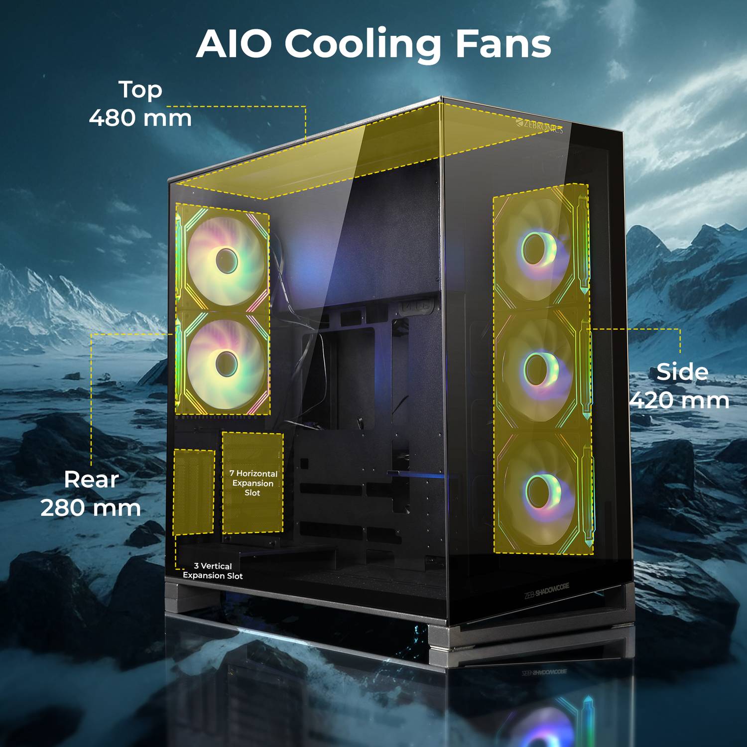 ZEBRONICS Zeb-Shadowcore Full Tower Cabinet Black - Image 4