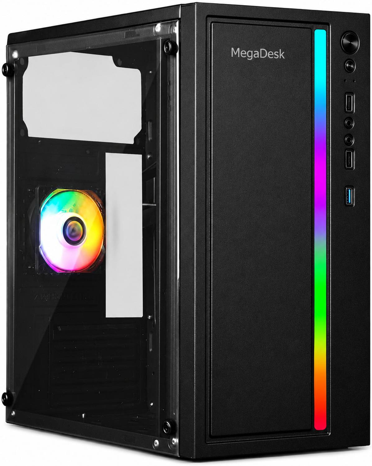 MegaDesk Plus Mid Tower Cabinet with USB 2.0 Ports Compatible with Gaming Console