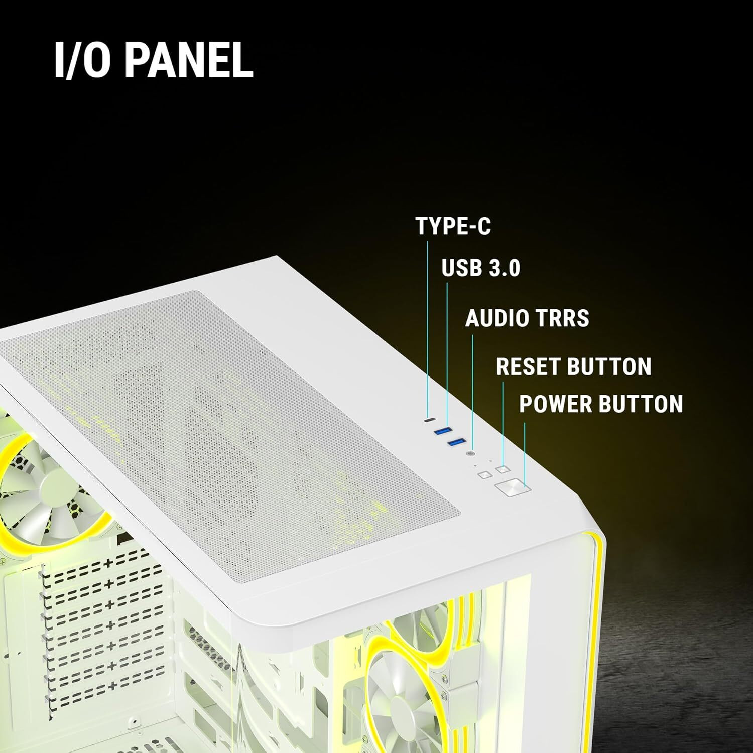 Image of Ant Esports Crystal ARC White Mid Tower Cabinet with USB 2.0 and USB 3.0 Ports Compatible with Computer