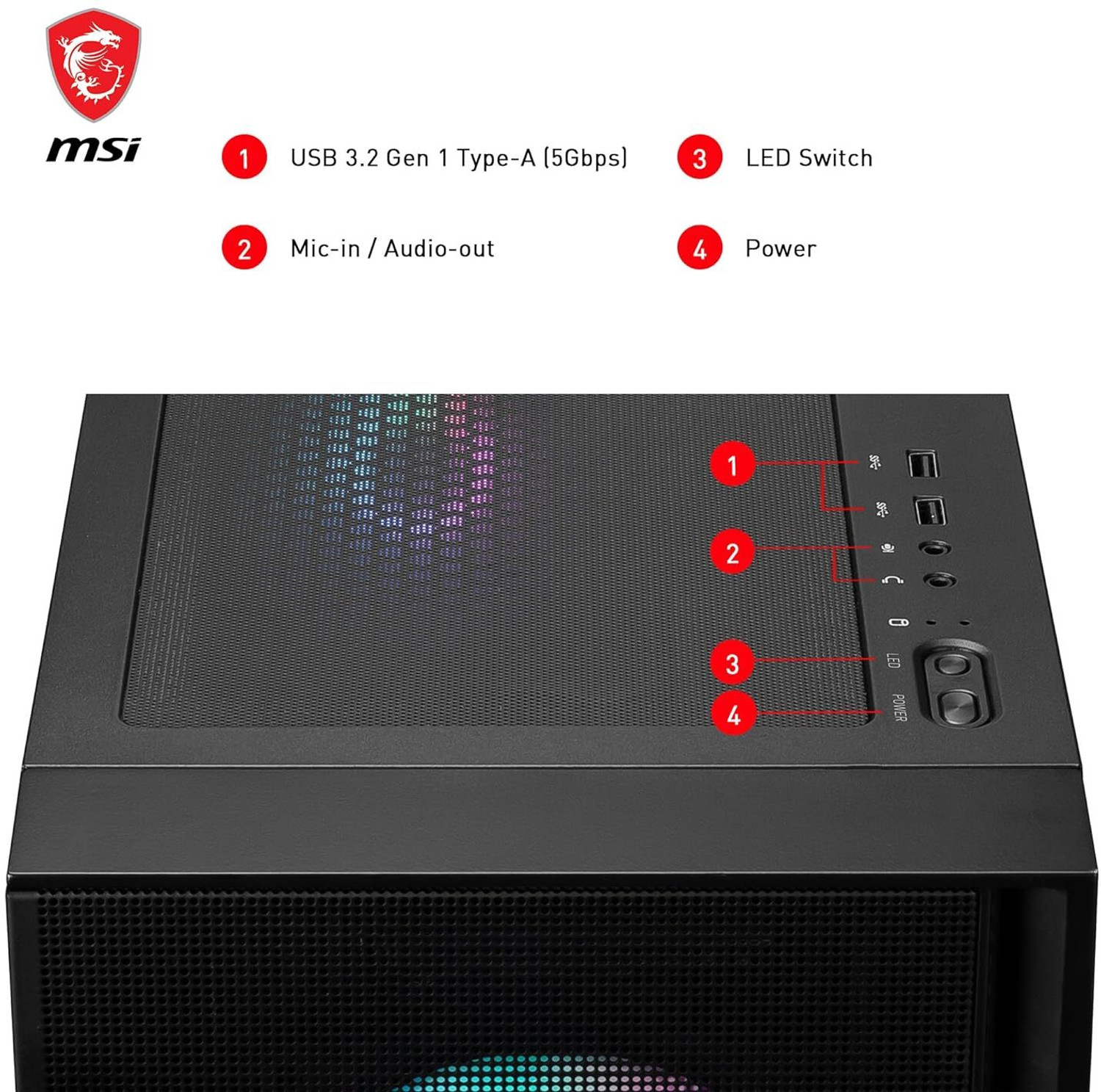 Image of MSI MAG AIRFLOW 320R with 4 ARGB Fans Pre-Installed Premium Mid tower Cabinet with USB 2.0 and USB 3.0 Ports Compatible with Computer
