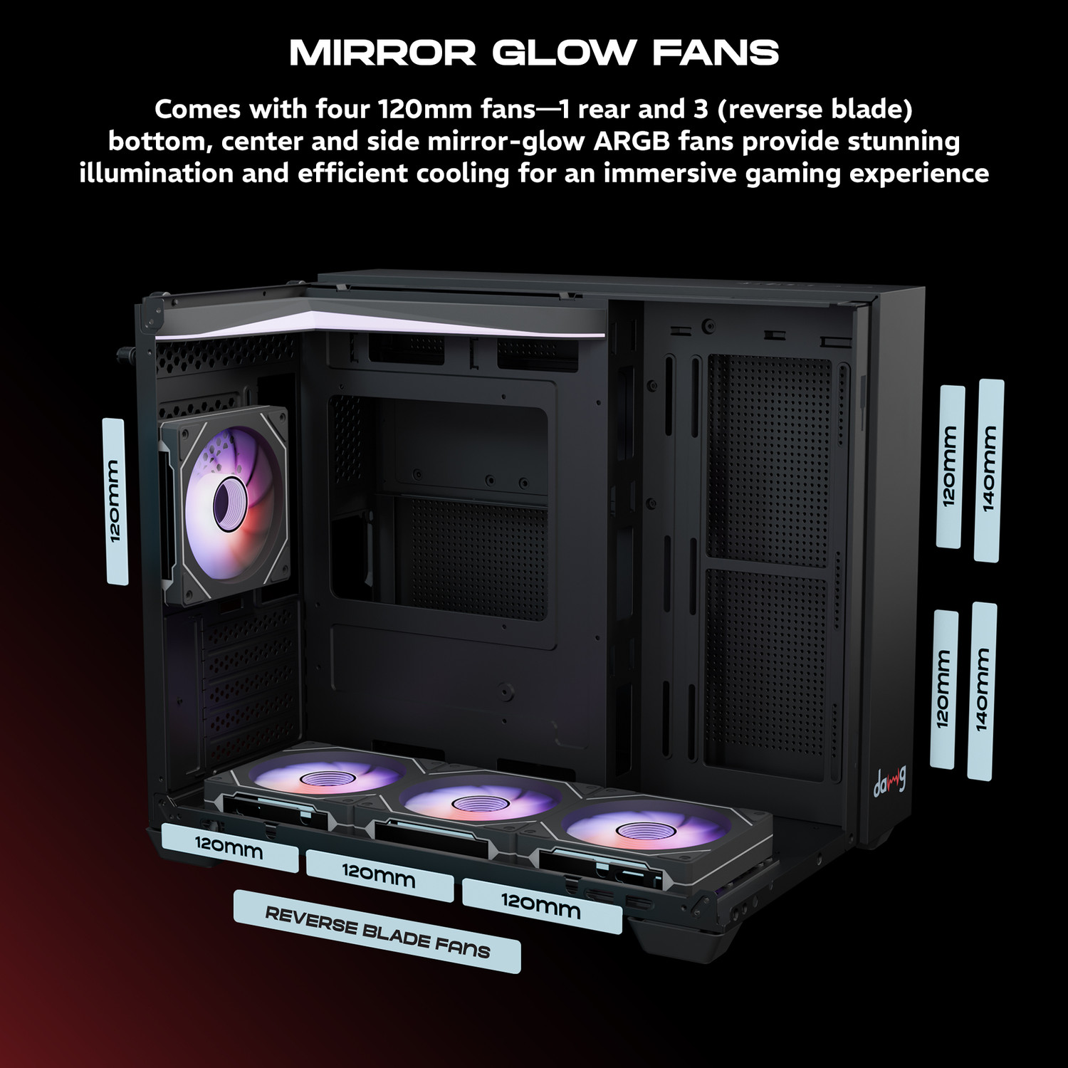 Image of daWg Y740 (Black) Cube Cabinet with USB 2.0 and USB 3.0 Ports Compatible with Gaming Console