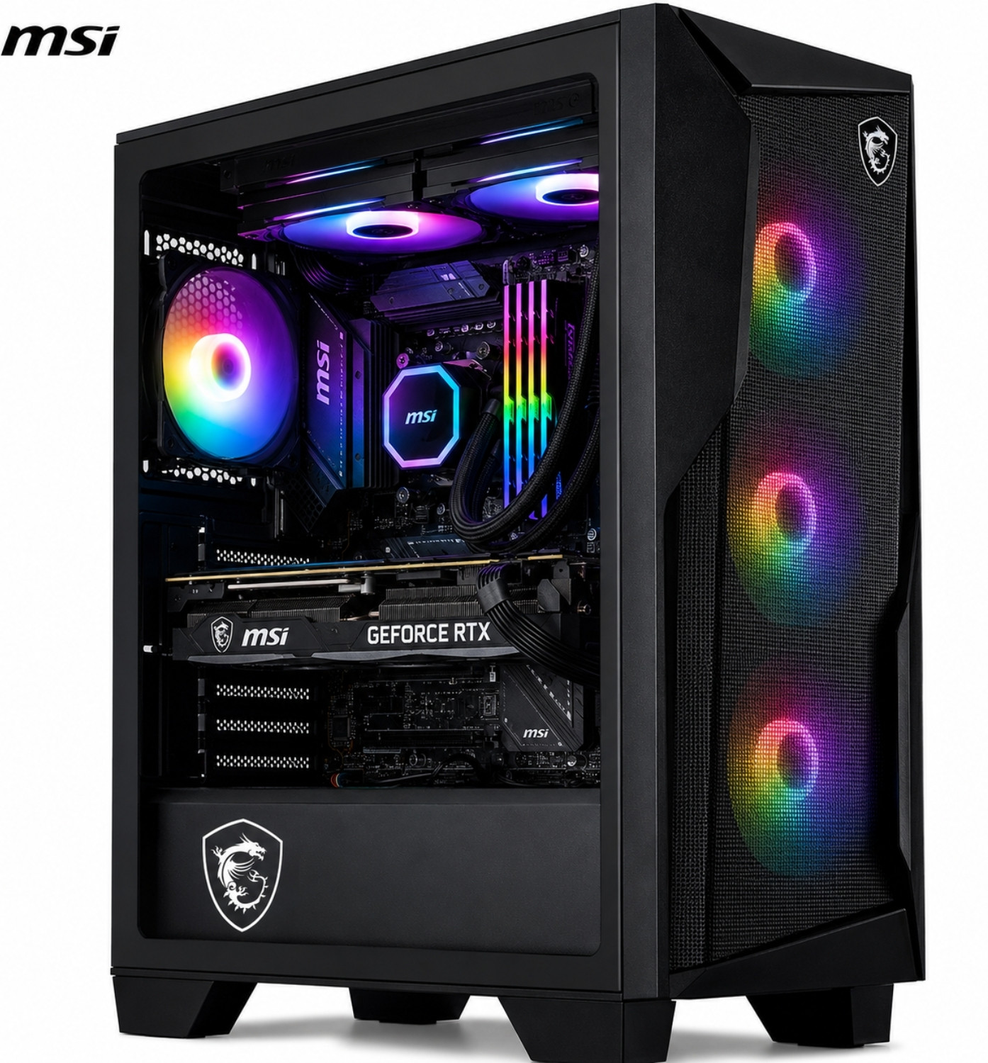 Image of MSI MAG FORGE 130A AIRFLOW with 4 Pre-Installed Auto-RGB Fans Mid-Tower Cabinet with USB 2.0 and USB 3.0 Ports Compatible with Computer