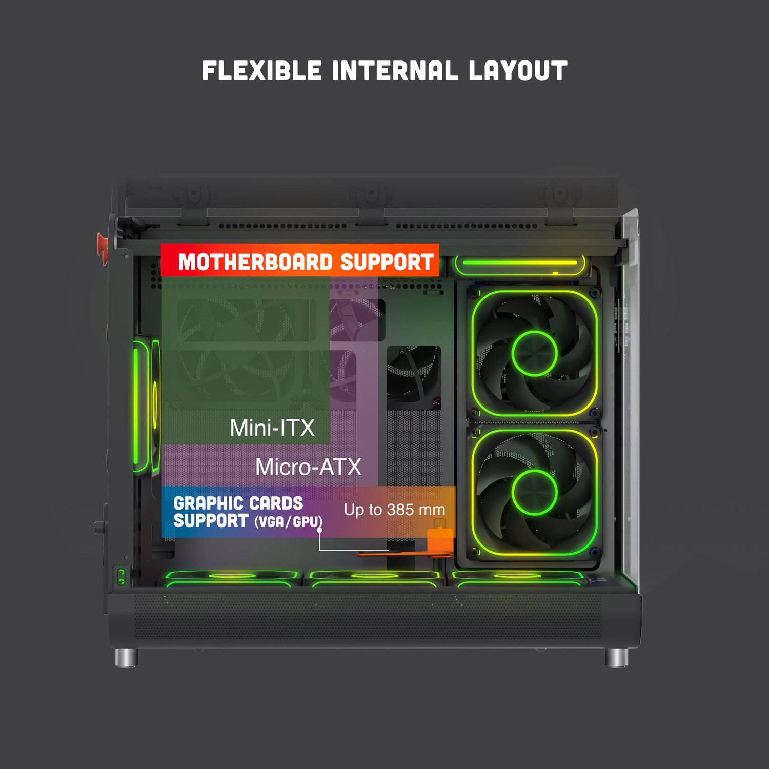 Image of FINGERS QuikFINGERS Wings Micro-ATX Cabinet with USB 2.0 and USB 3.0 Ports Compatible with Computer