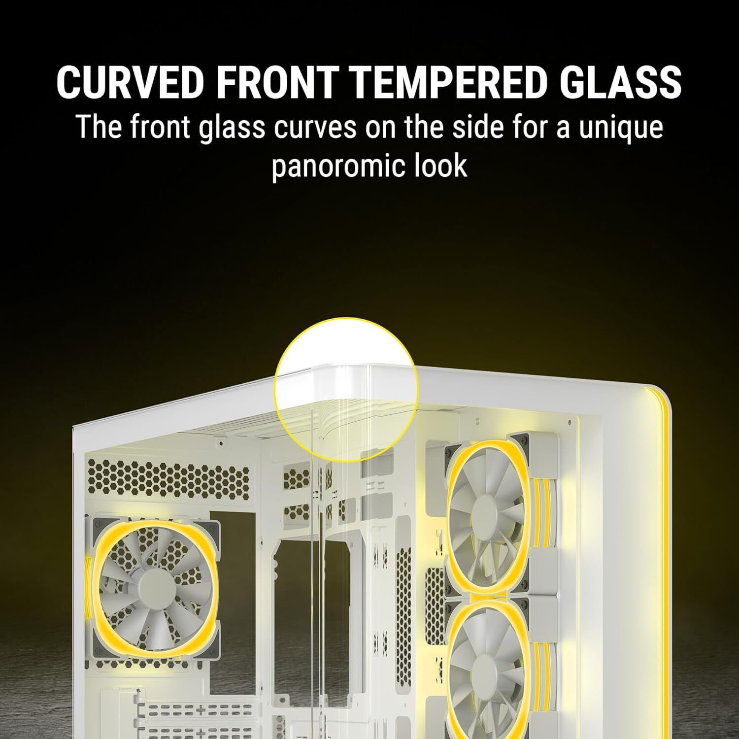 Image of Ant Esports Crystal ARC White Mid Tower Cabinet with USB 2.0 and USB 3.0 Ports Compatible with Computer