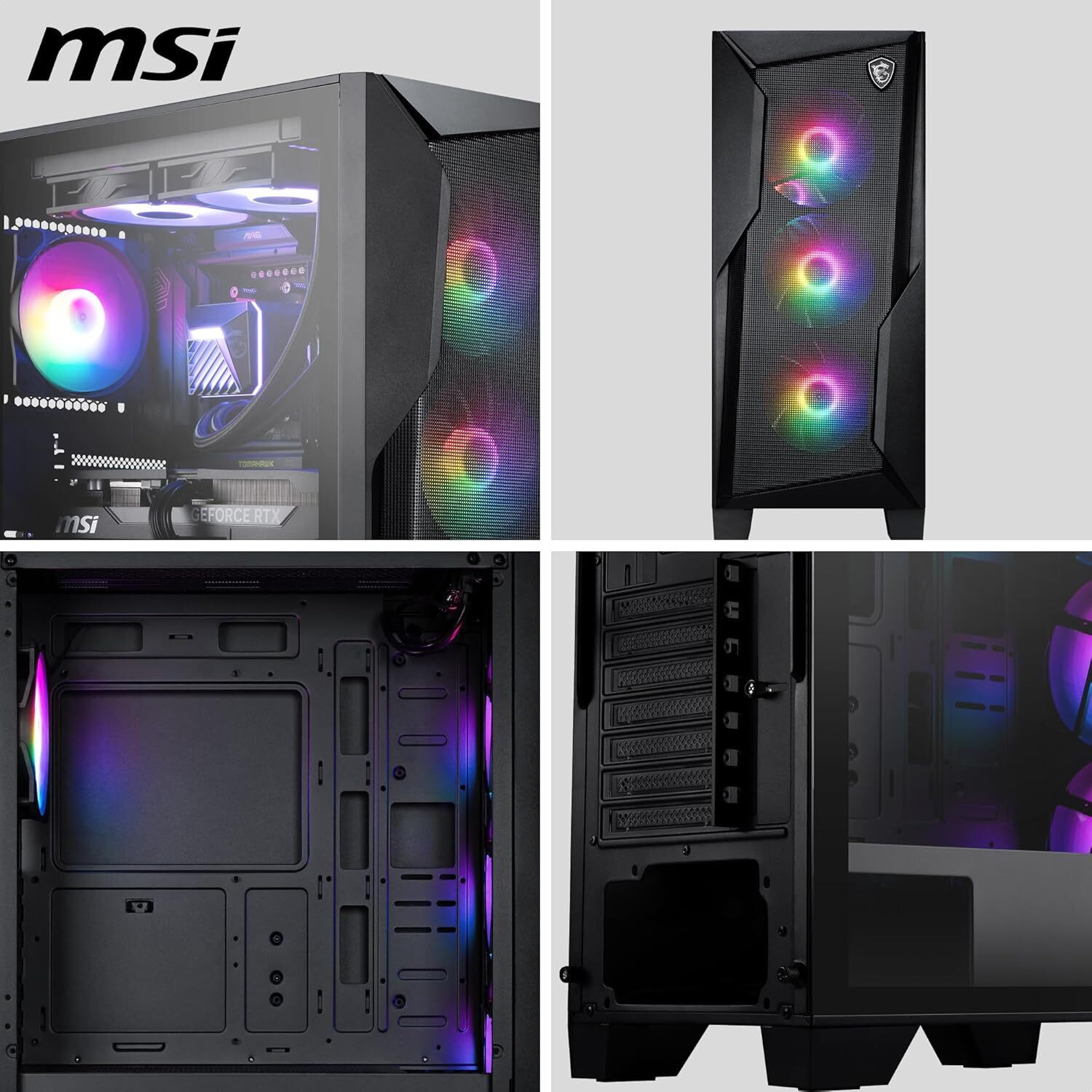 Image of MSI MAG FORGE 130A AIRFLOW with 4 Pre-Installed Auto-RGB Fans Mid-Tower Cabinet with USB 2.0 and USB 3.0 Ports Compatible with Computer