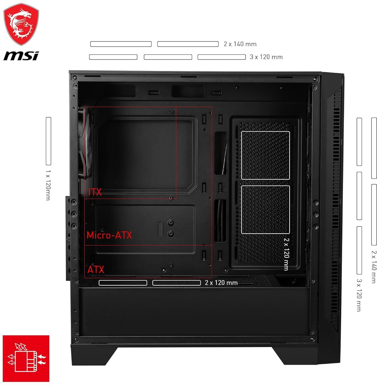 Image of MSI MAG AIRFLOW 320R with 4 ARGB Fans Pre-Installed Premium Mid tower Cabinet with USB 2.0 and USB 3.0 Ports Compatible with Computer
