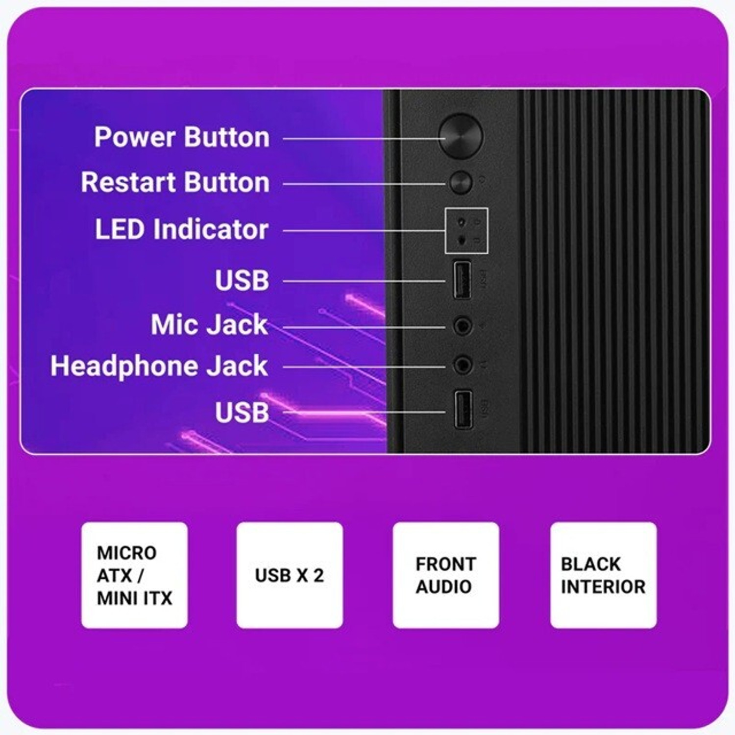 Image of ZEBRONICS Cabinet WithOut Smps Mid Tower Cabinet with USB 2.0 and USB 3.0 Ports Compatible with Computer