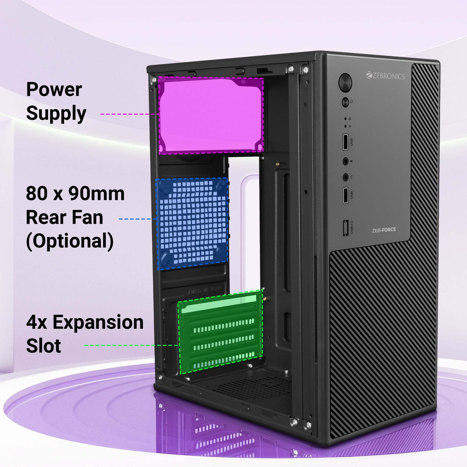 Image of ZEBRONICS Core i3 (2nd Gen) (8 GB / 256 GB / Windows 10) Assembled Desktop Computer