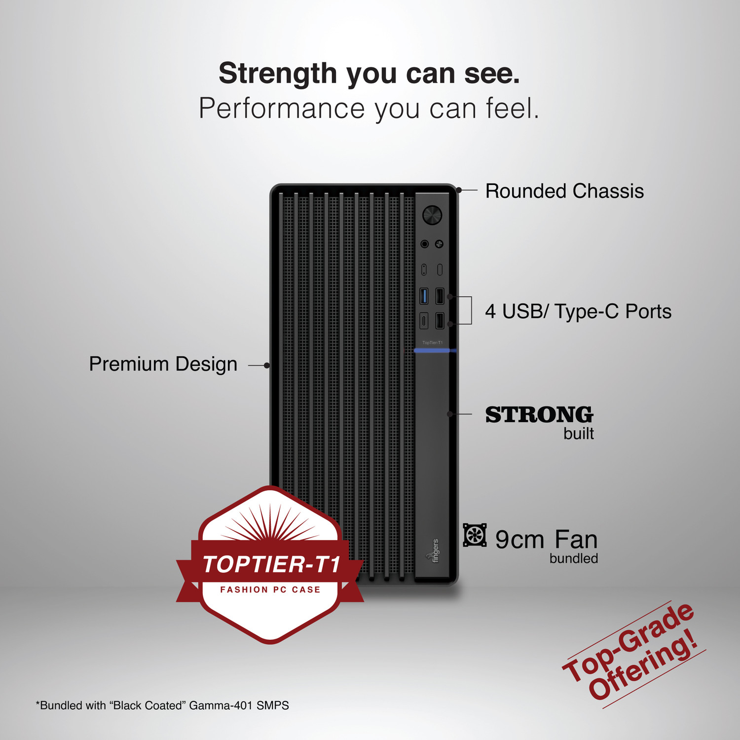 Image of FINGERS TopTier-T1 Micro ATX Cabinet with USB 2.0 and USB 3.0 Ports Compatible with Computer