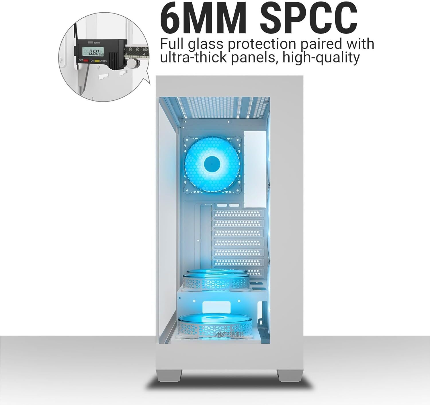 Image of Ant Esports Crystal X7 Black ATX, Micro ATX, Mini ITX with 4 x 120mm ARGB Fans Tower Cabinet with USB 2.0 and USB 3.0 Ports Compatible with Computer
