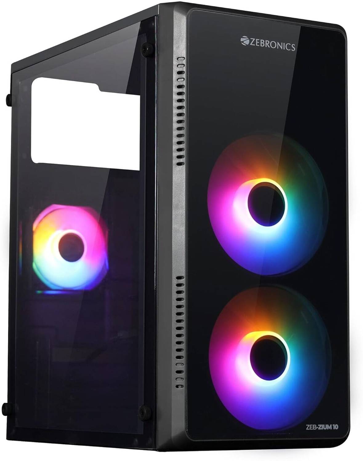 ZEBRONICS Zium 10 Gaming Cabinet, mATX/ITX Support, Multi-Colour