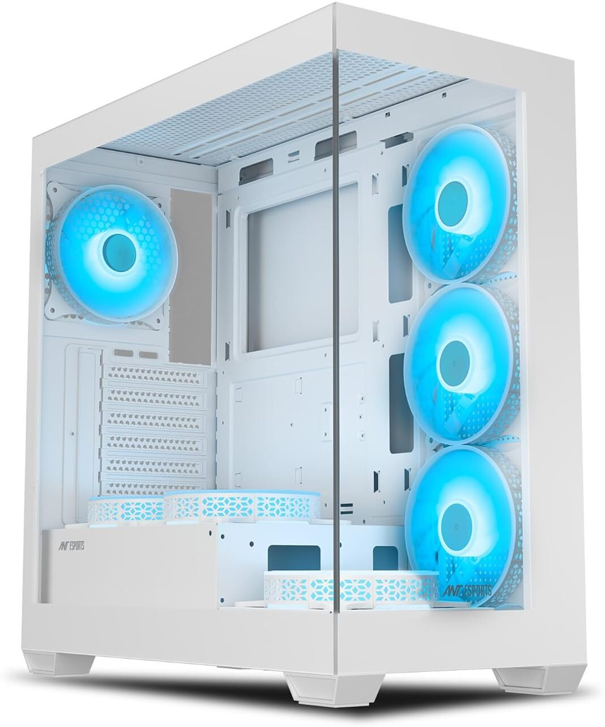 Image of Ant Esports Crystal X7 Black ATX, Micro ATX, Mini ITX with 4 x 120mm ARGB Fans Tower Cabinet with USB 2.0 and USB 3.0 Ports Compatible with Computer