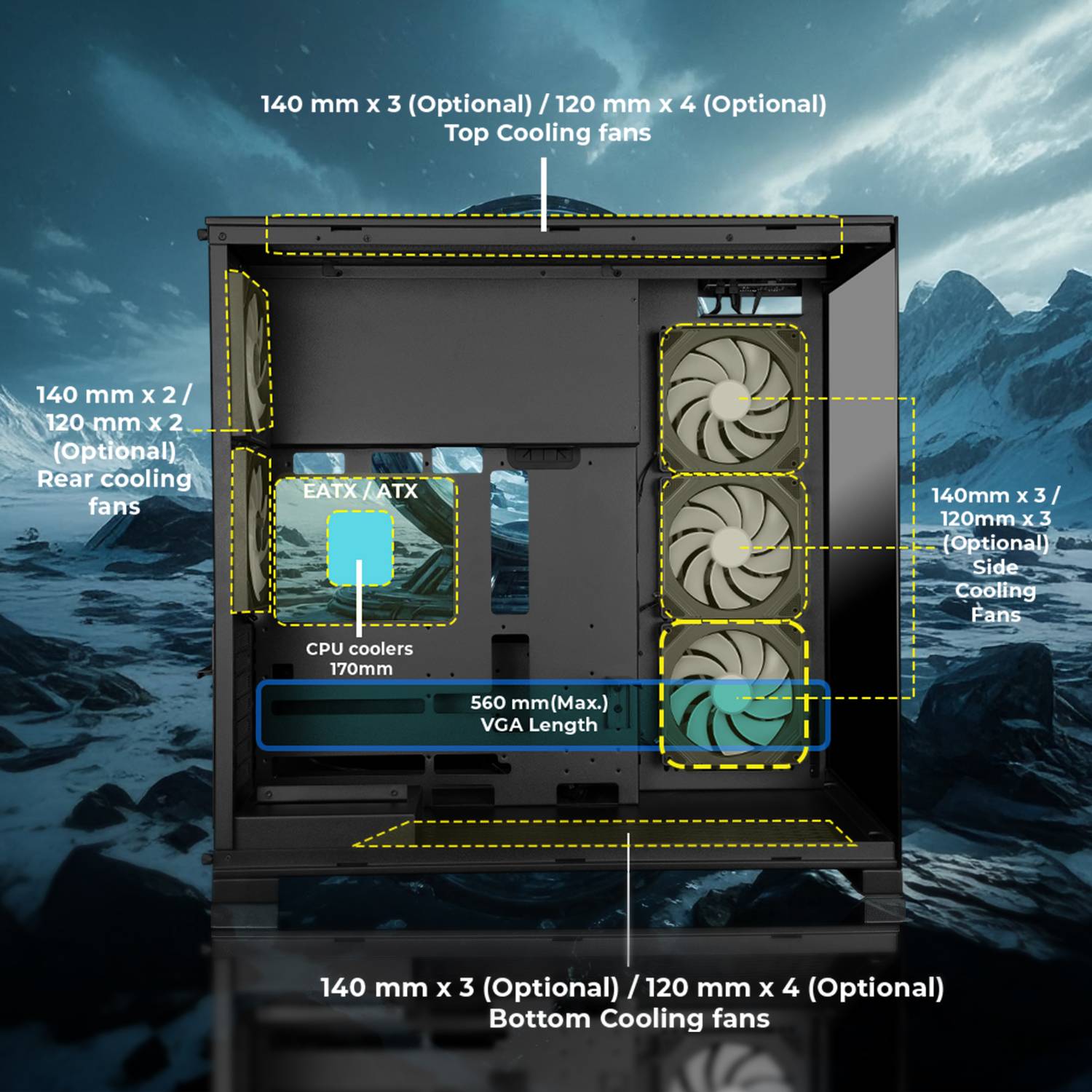 ZEBRONICS Zeb-Shadowcore Full Tower Cabinet Black - Image 3