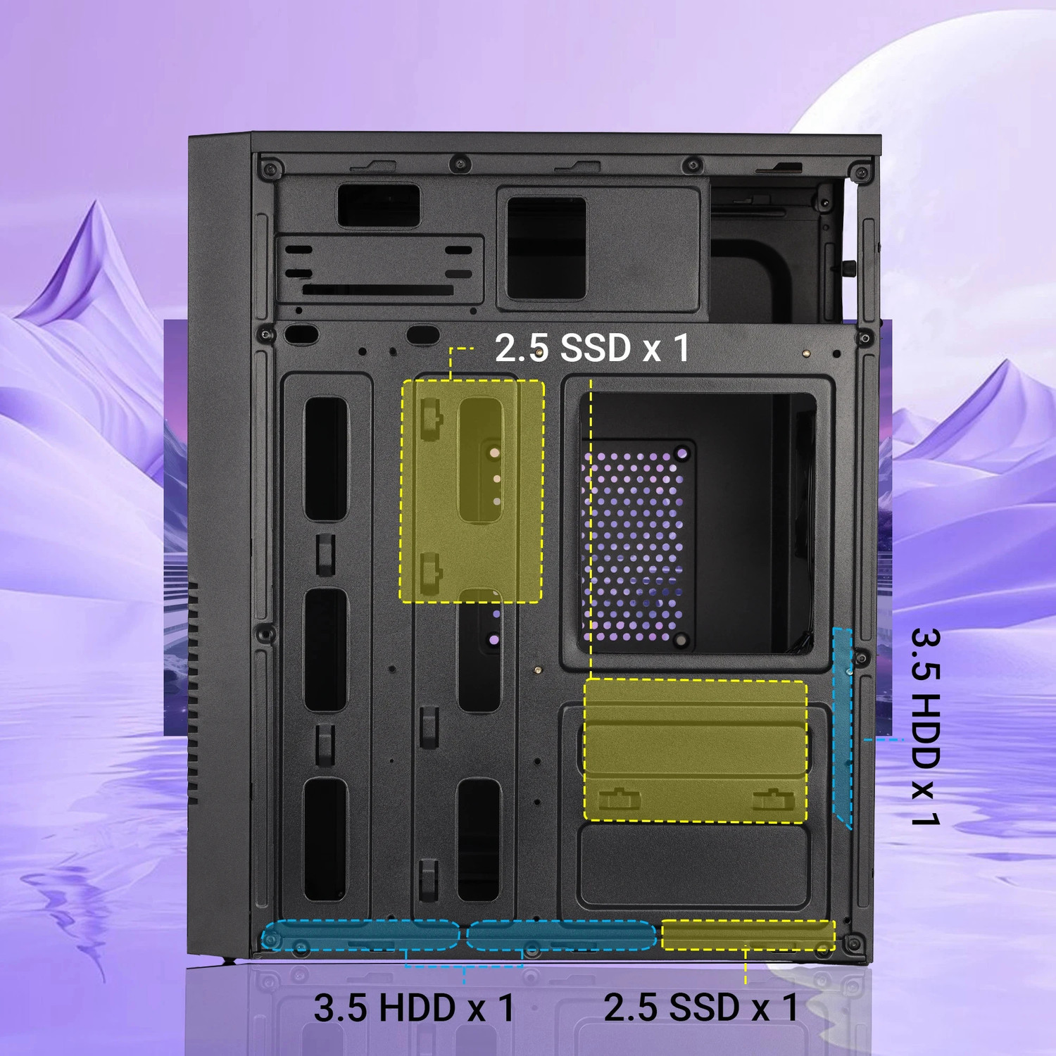 Image of ZEBRONICS Lightning Cabinet Mini-Tower ATX /mATX /ITX,80mm Fan, LED Strip, USB 3.0 Mid Tower Cabinet with USB 2.0 and USB 3.0 Ports Compatible with Computer