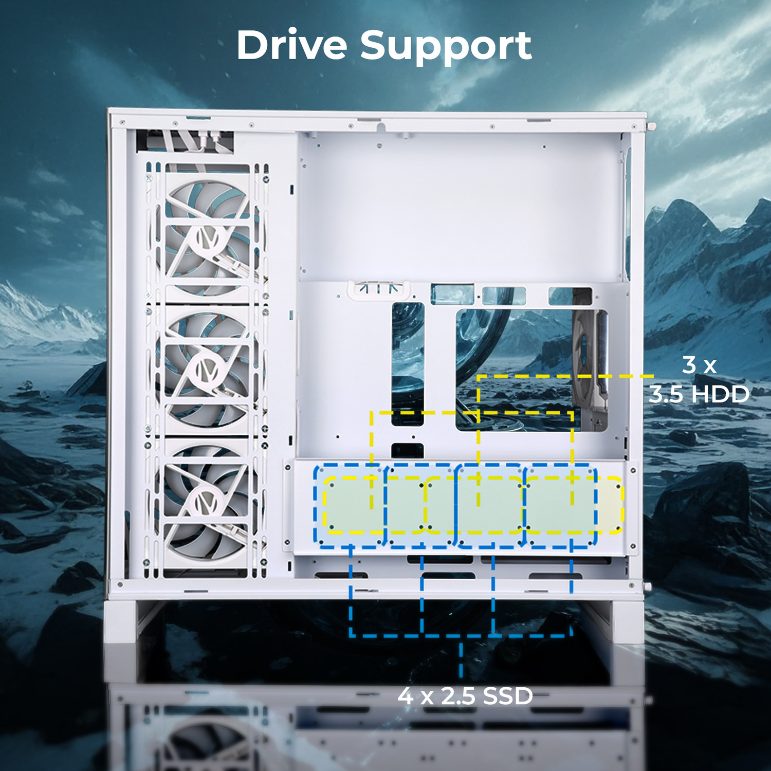 Image of ZEBRONICS Zeb-Shadowcore (White) Full Tower Cabinet with USB 2.0 and USB 3.0 Ports Compatible with Gaming Console