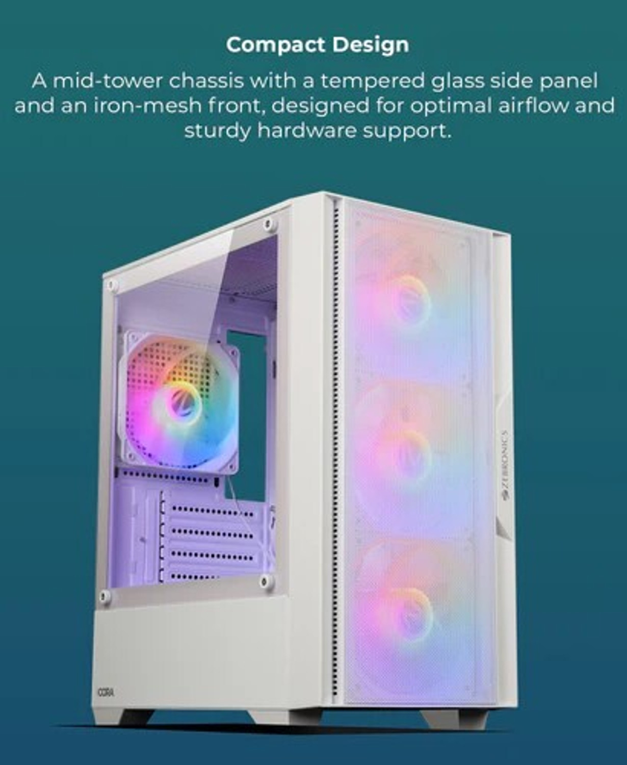 Image of ZEBRONICS ZEB-CORA CABINET GAMING Cabinet with USB 2.0 and USB 3.0 Ports Compatible with Gaming Console