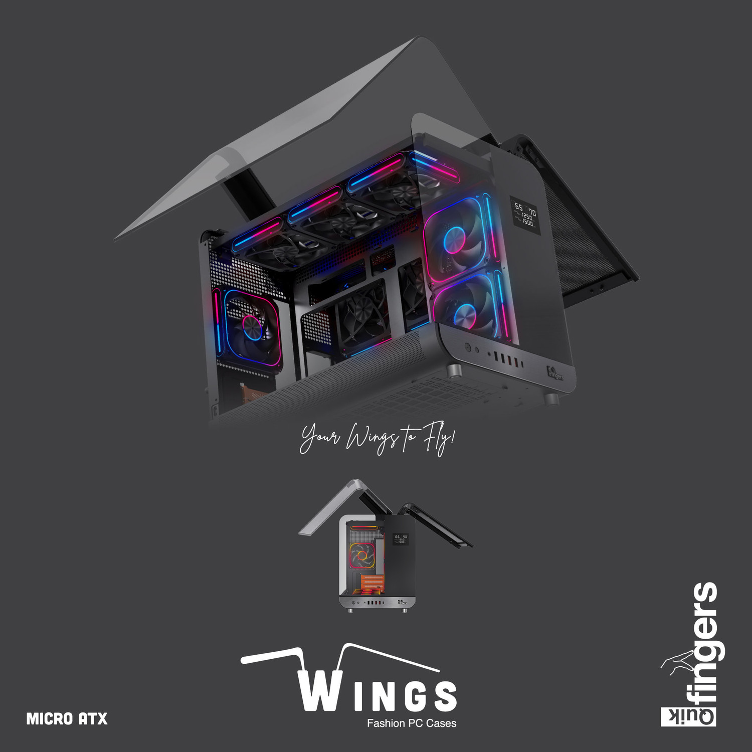 Image of FINGERS QuikFINGERS Wings Micro-ATX Cabinet with USB 2.0 and USB 3.0 Ports Compatible with Computer