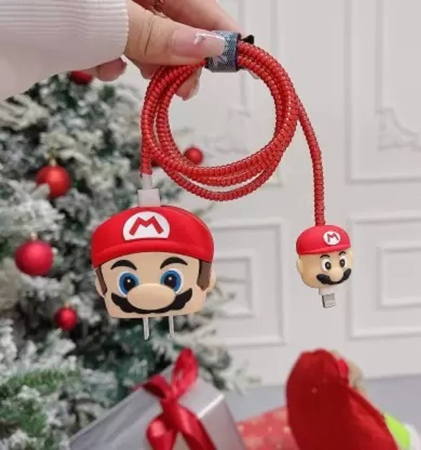 AUDICE iPhone Charger Cover For 18W/20W | Cute 3D Cartoon Character Red Mario Cable Protector