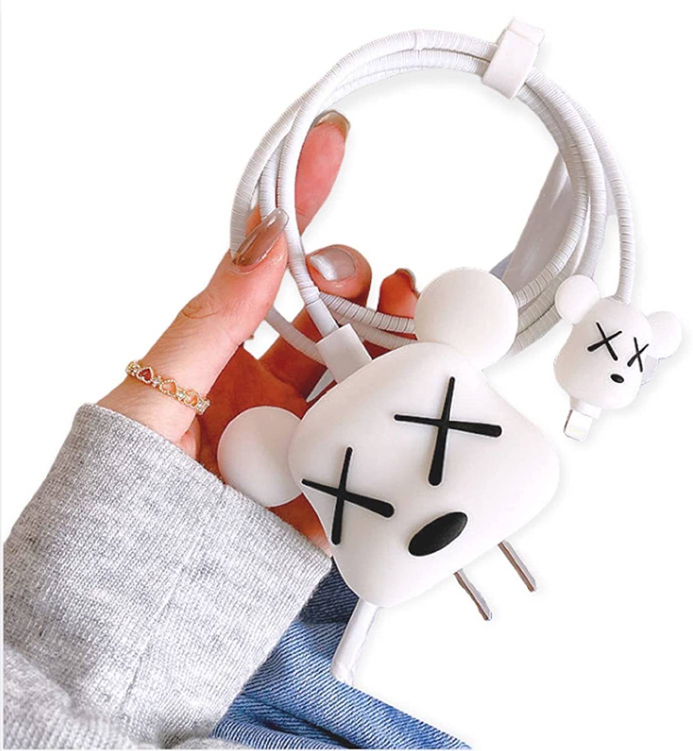 Augen Bear Cartoon 3D Protective Chrager Case 20W iPhone USB-C Power Adapter Cute Cable Protector