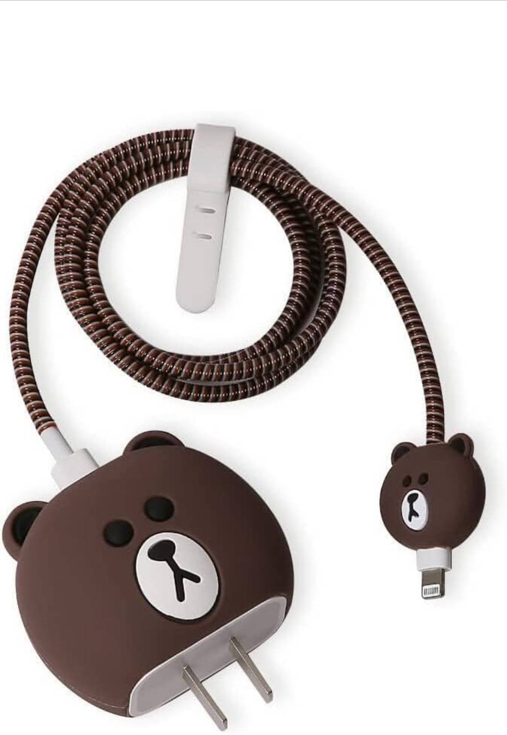 BlissBeautyBar Brown teddy charger cover for iphone charger 18/20W Cable Protector