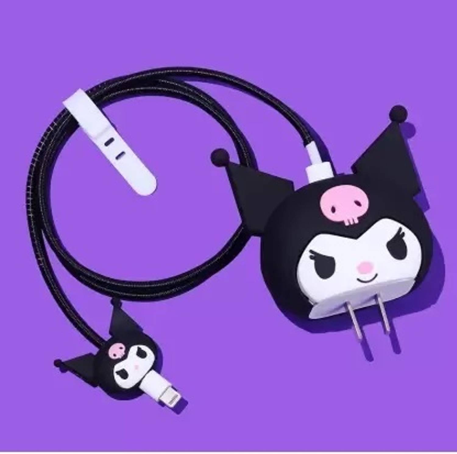 AUDICE iPhone Charger Cover For 18W/20W | Cute 3D Cartoon Character Black Kuromi Cable Protector