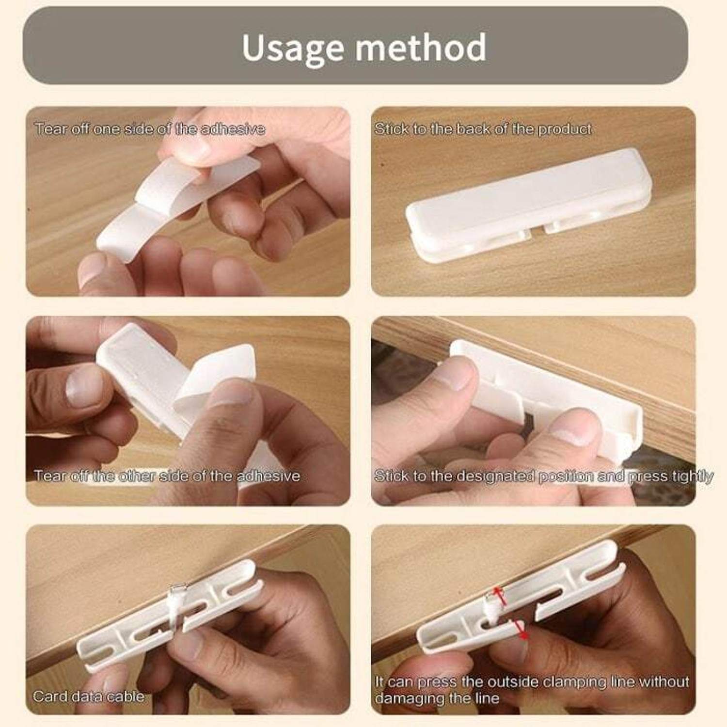 Image of RERAT Multi-Function Desktop Cable Organizer Clips & Phone Stand - 3 Pcs Self-Adhesive Cable Protector