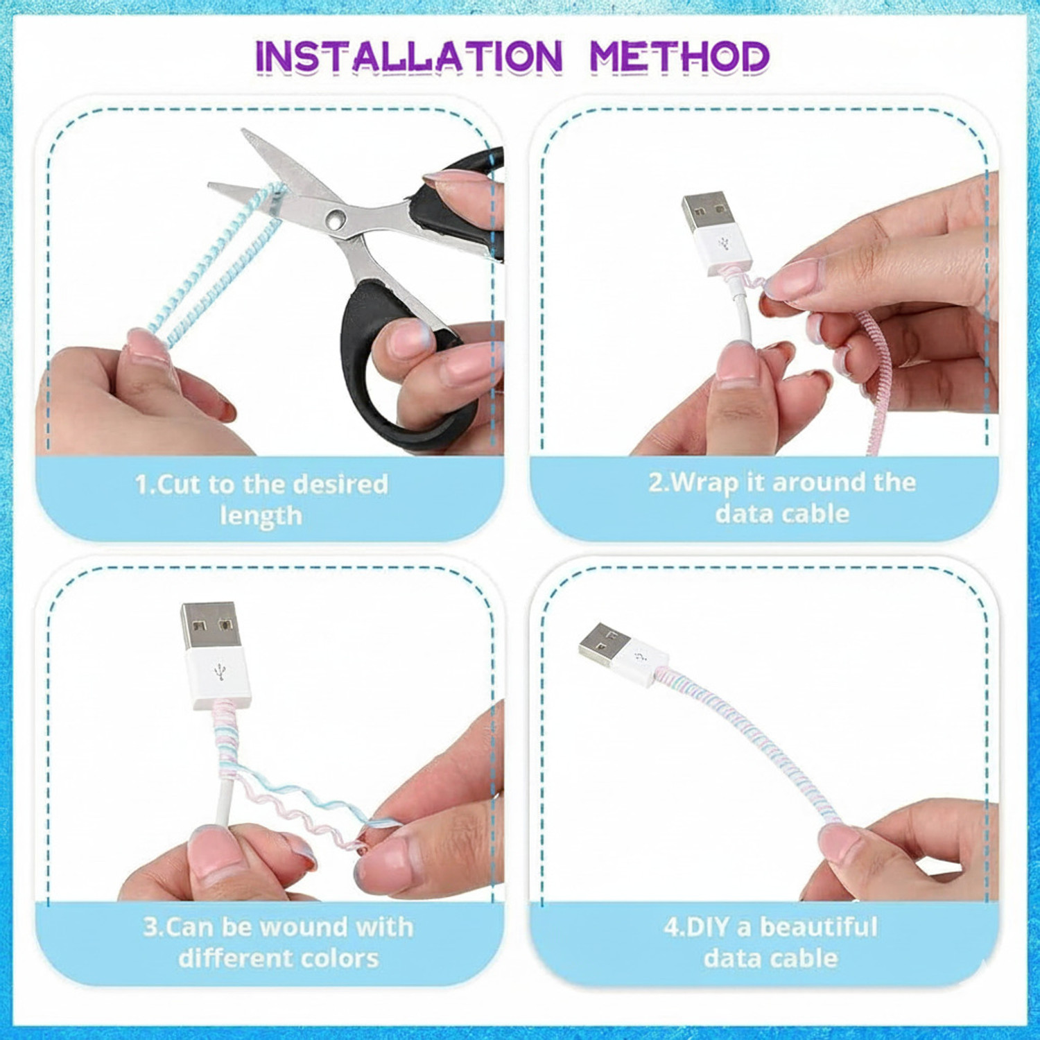 Image of JAZX 1.5m Spiral Triple Entire Charging Cable Spiral for All Android Cable Protector