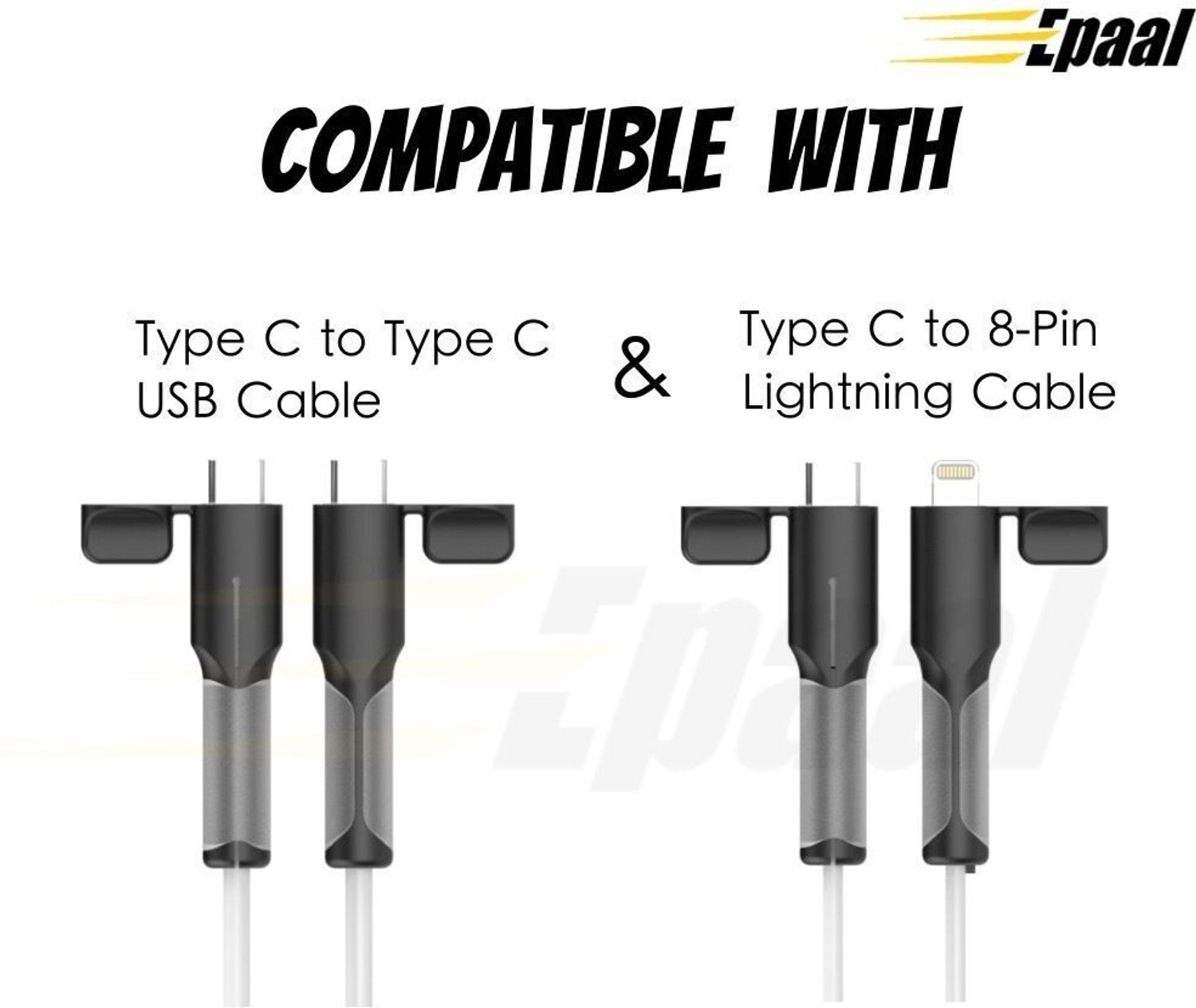 Image of Epaal Cable End Protector Pair for Type-C /Lightening Cable (Cable Not Included) Only Cable Protector