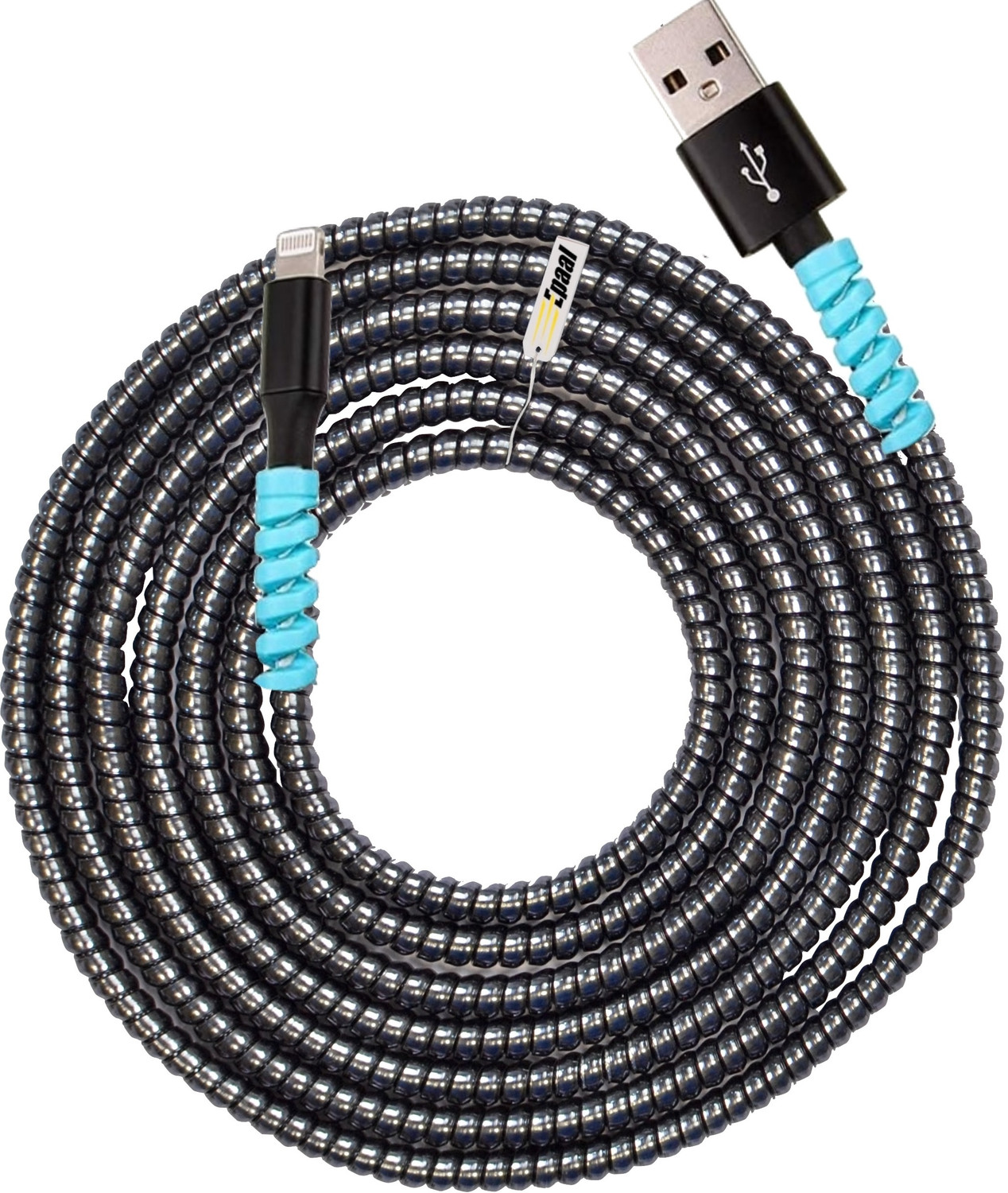 Image of Epaal Port Protector Sleeve (4pcs) with Spiral Metallic 1.6 Mtr Rope (1pc) Winder Full Cable Protector