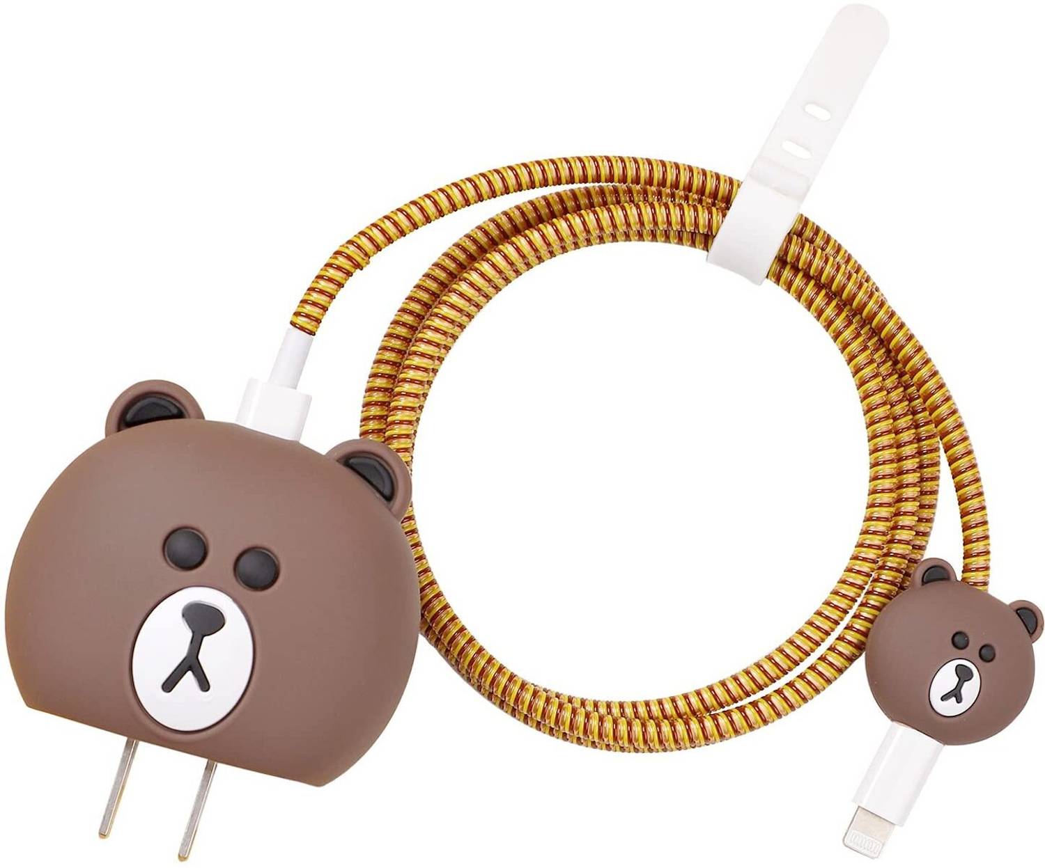 AUDICE iPhone Charger Cover For 18W/20W | Cute 3D Cartoon Character Dark Brown Bear Cable Protector