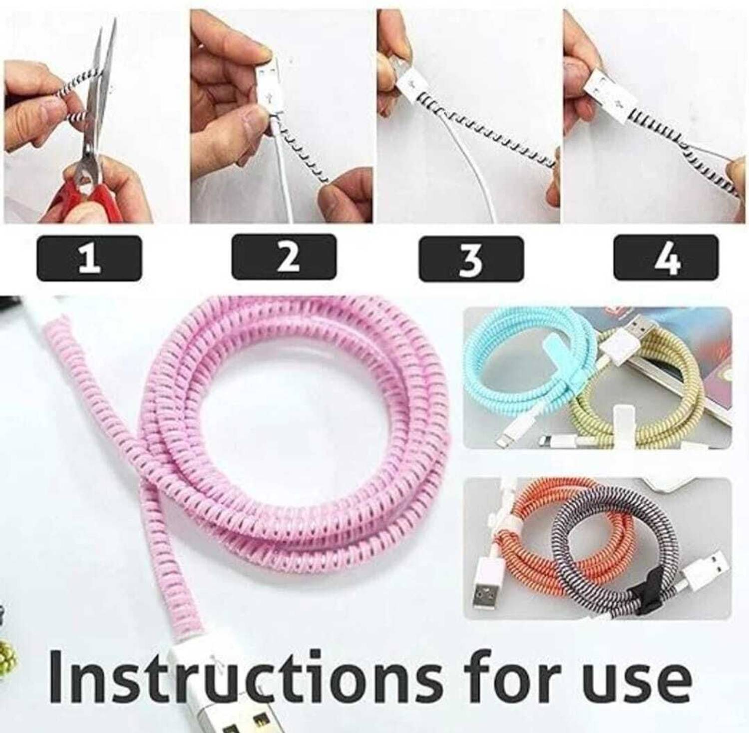 FastiQ Cable Protectors 3pcs Combo Pink Black Sky Blue - Image 5