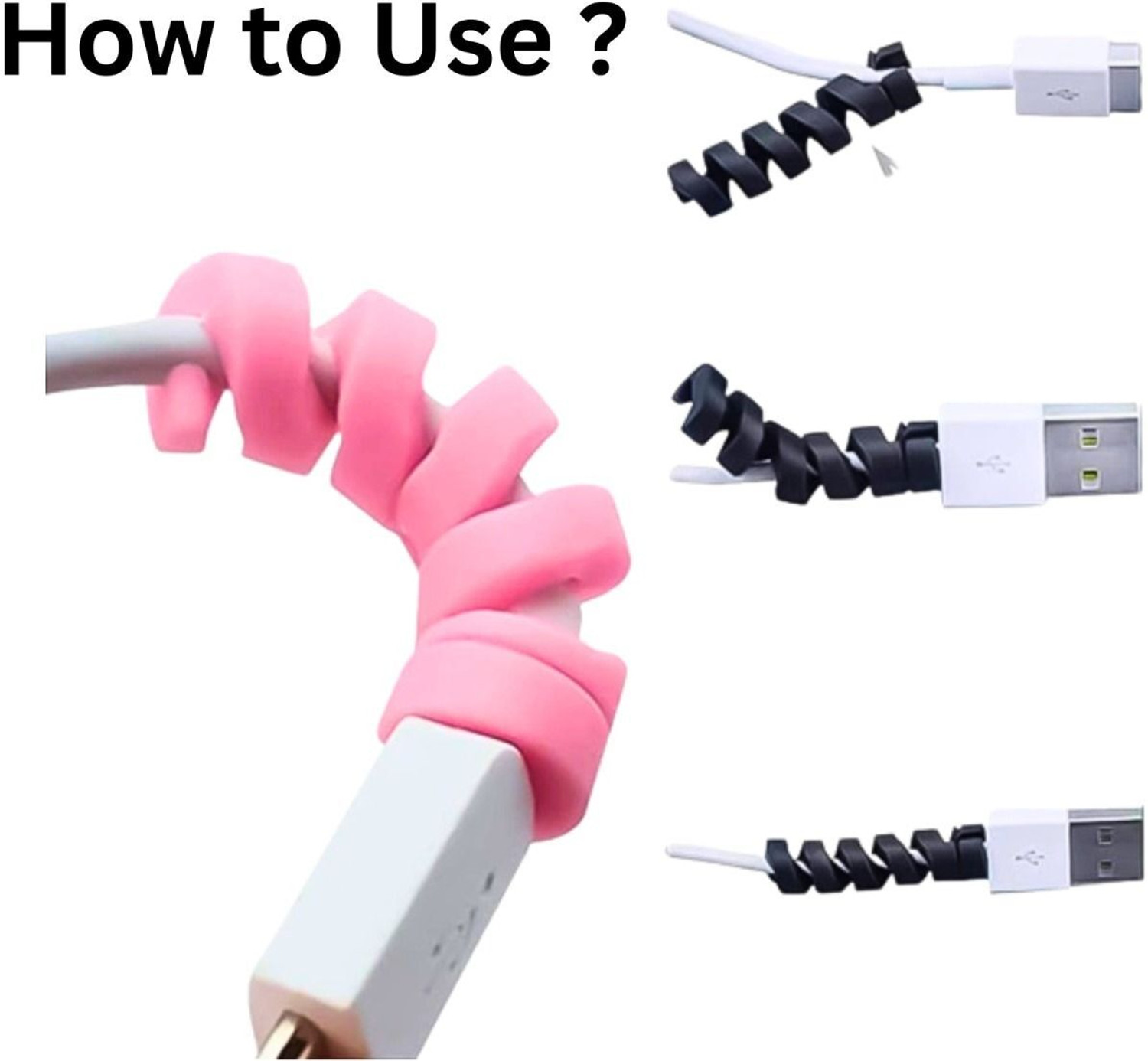 Image of Shivamcomputer Cable Protector for USB Charging Wire | Flexible Spiral Mobile Data Cable Saver Cable Protector