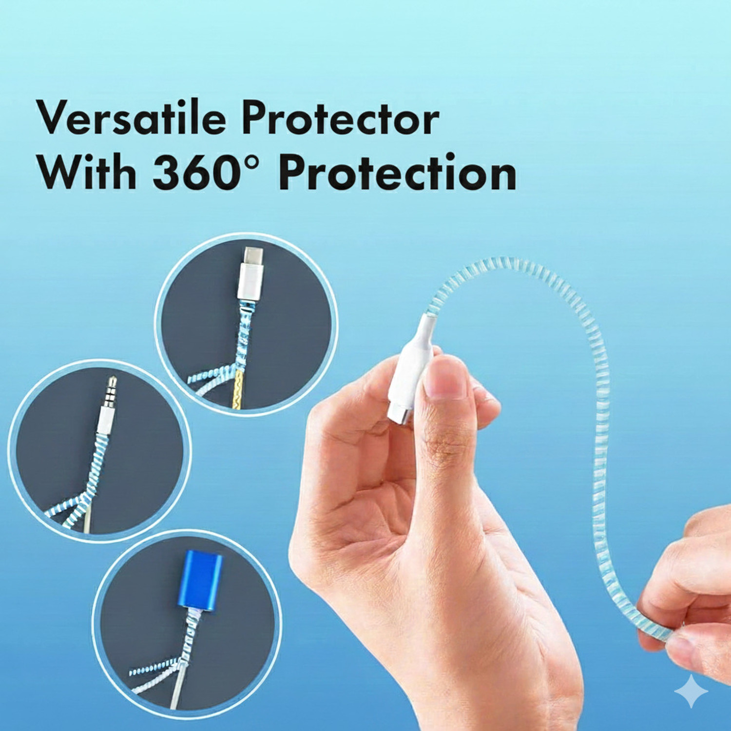 Image of JAZX 1.5m Spiral Triple Entire Charging Cable Spiral for All Android Cable Protector