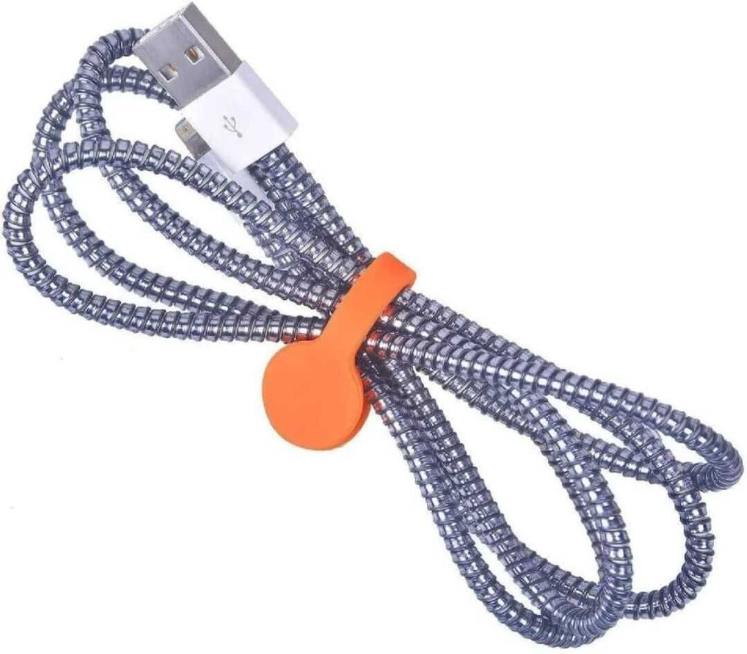 Image of FastiQ 1 Piece Spiral WHITE 1.4 Meter Protector / / Saver for Cables & Earphones Cable Protector