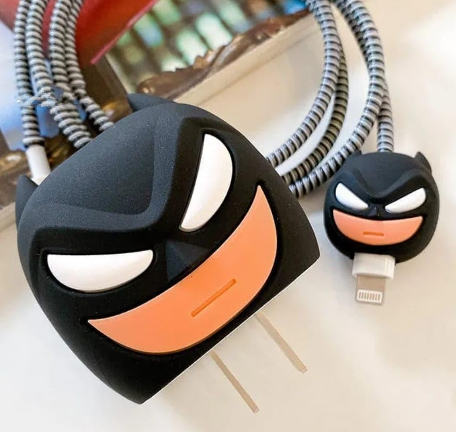 Image of Techno Cartoon Silicone Case for iPhone 18W & 20W Charger Cable Protector | | Bat-Man Cable Protector