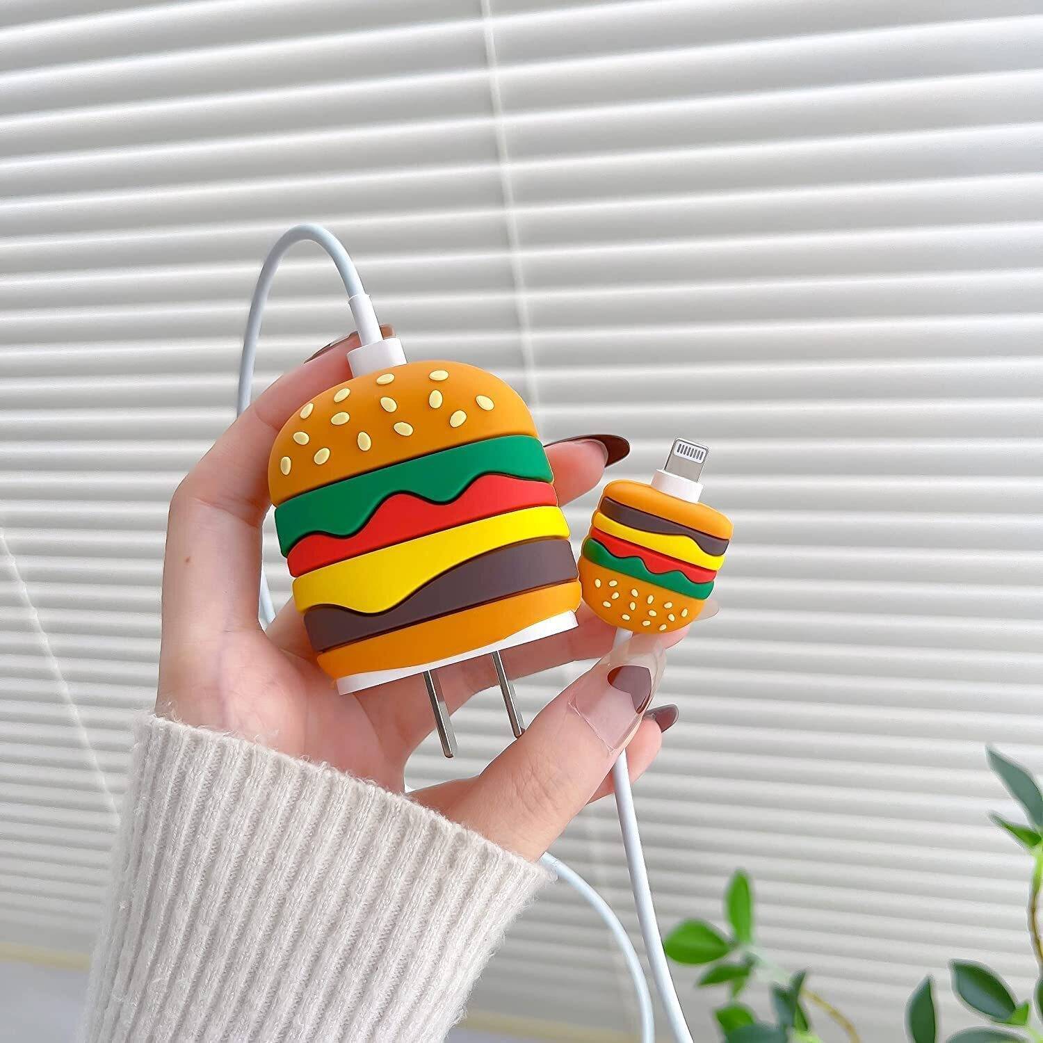 AUDICE iPhone Charger Cover For 18W/20W | Cute 3D Cartoon Character HamBurger Cable Protector
