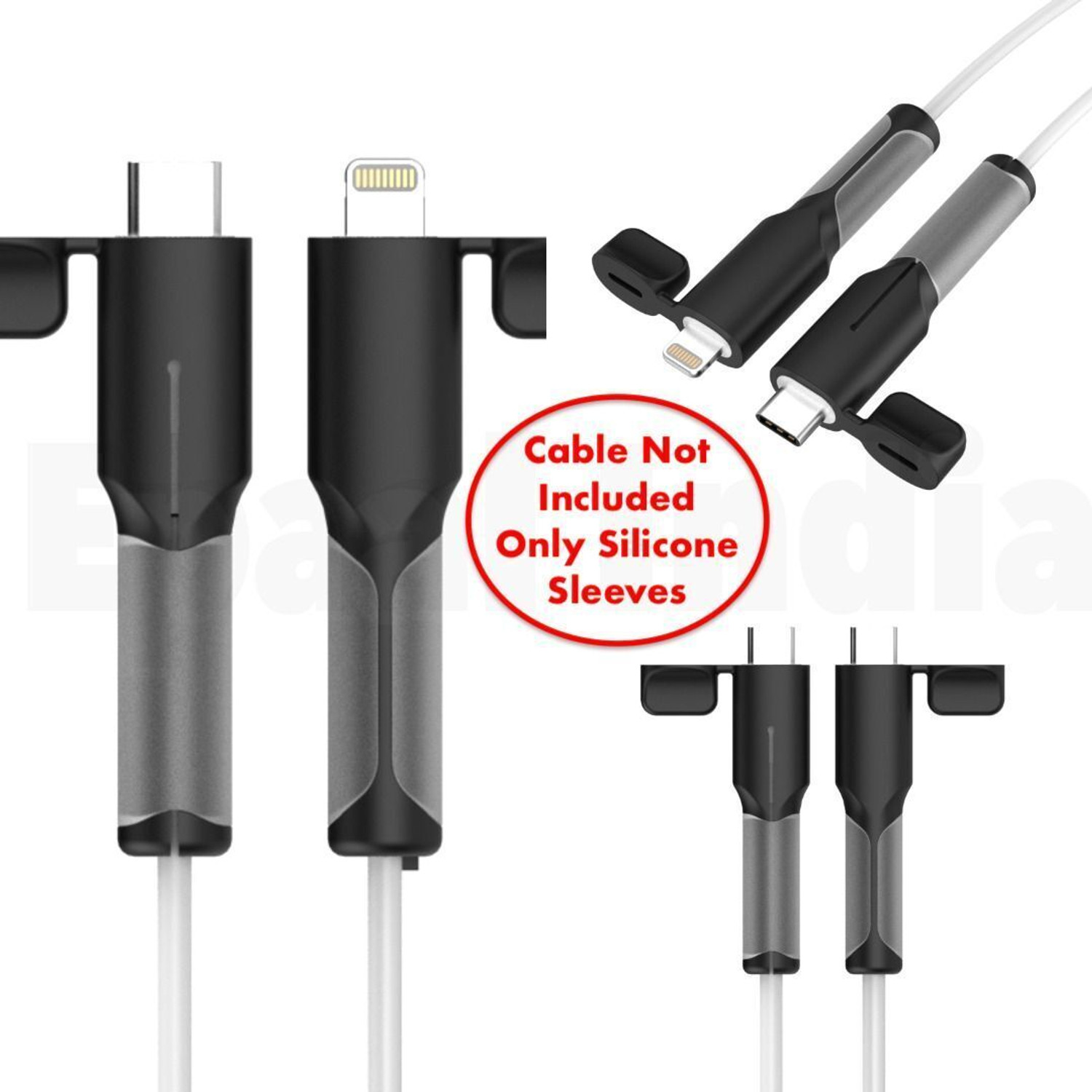 Image of Epaal Cable End Protector Pair for Type-C /Lightening Cable (Cable Not Included) Only Cable Protector